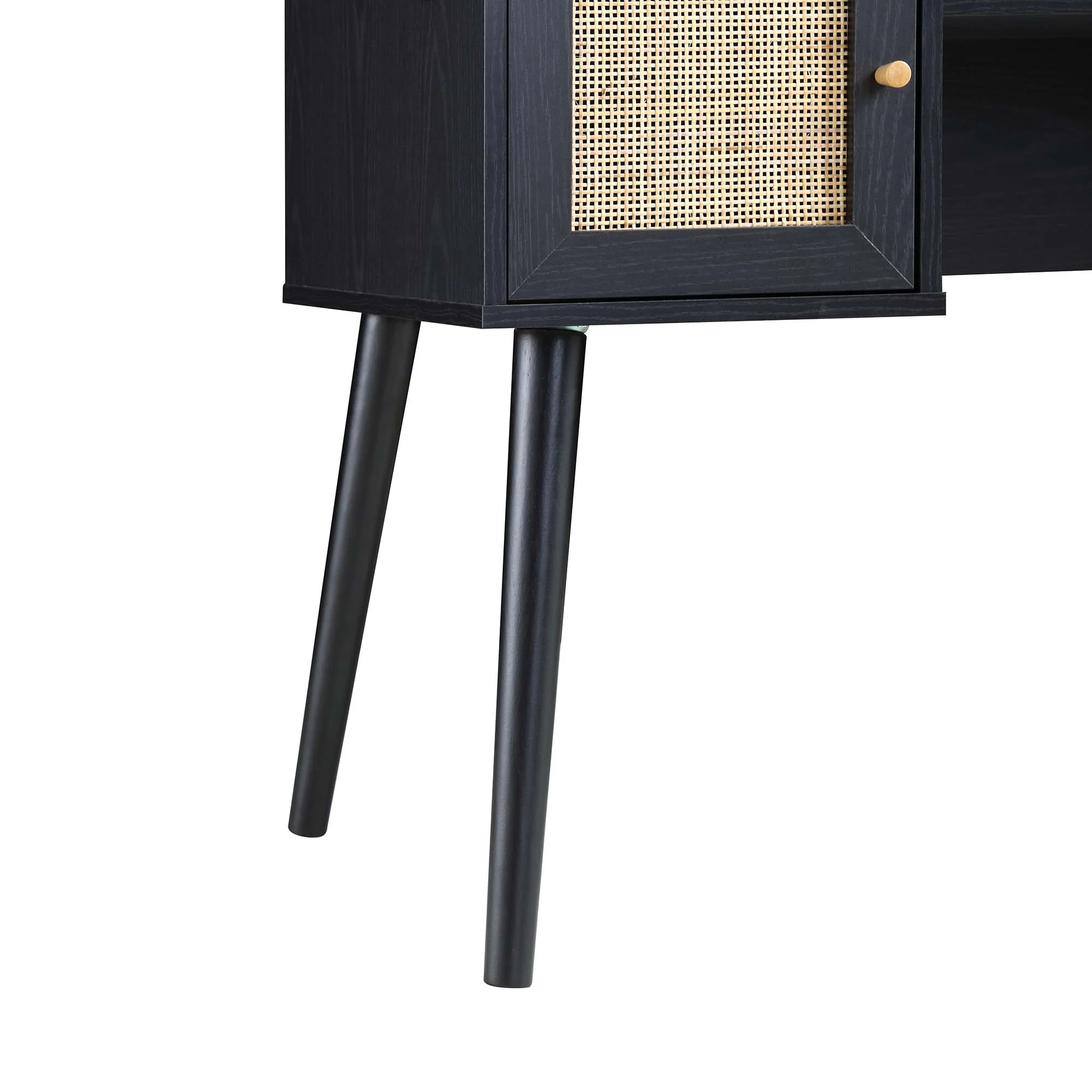 Frances Woven Rattan 2-Door Desk, Black - Image 11