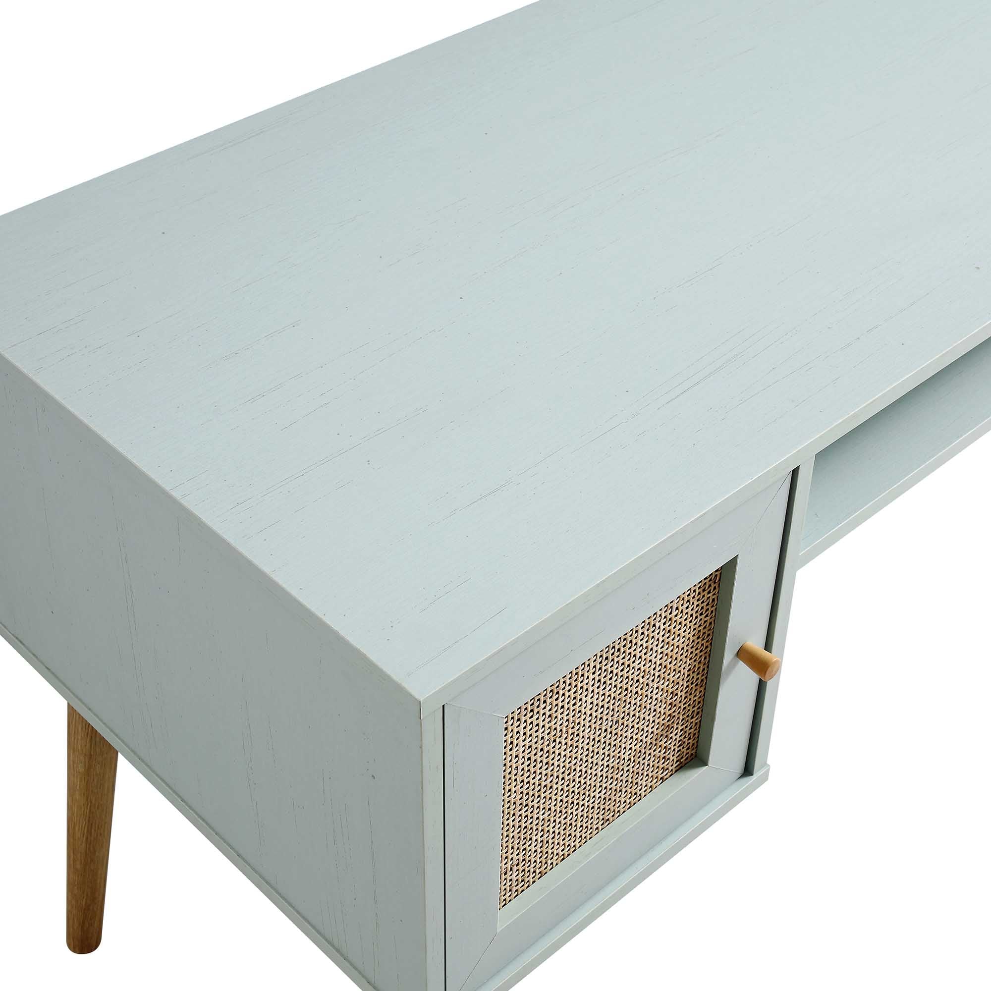 Frances Woven Rattan 2-Door Desk, Mint - Image 10