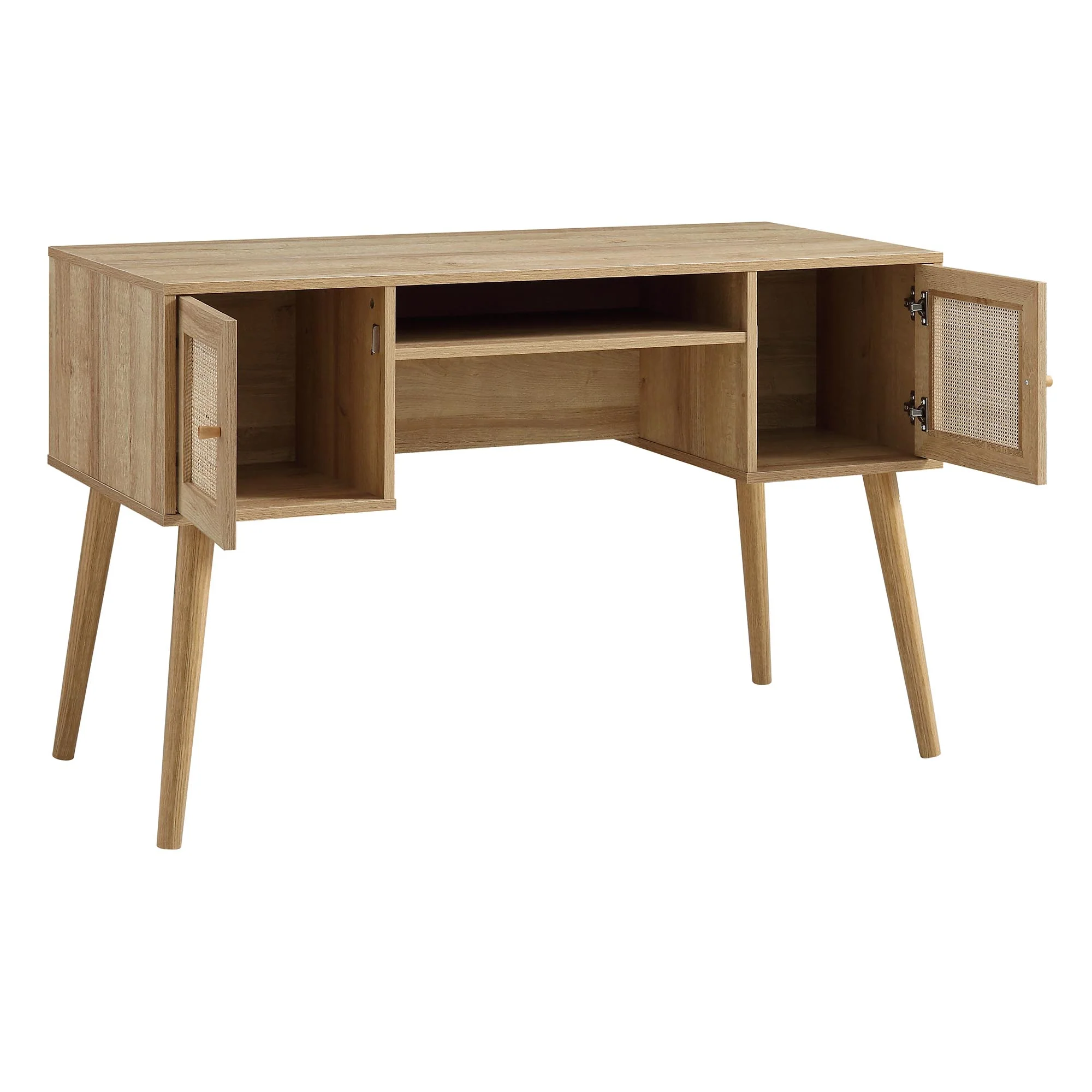 Frances Woven Rattan 2-Door Desk, Natural - Image 6