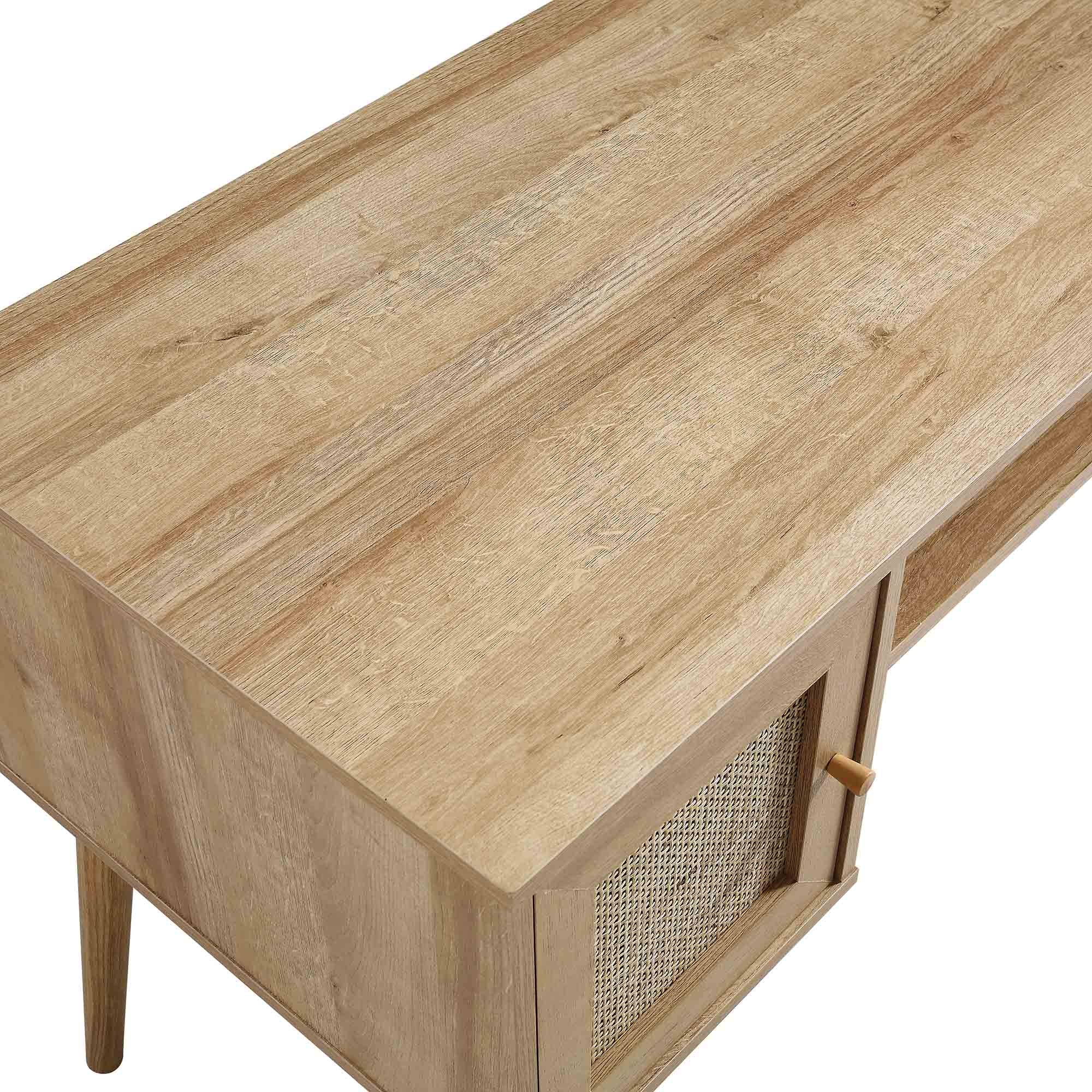 Frances Woven Rattan 2-Door Desk, Natural - Image 9