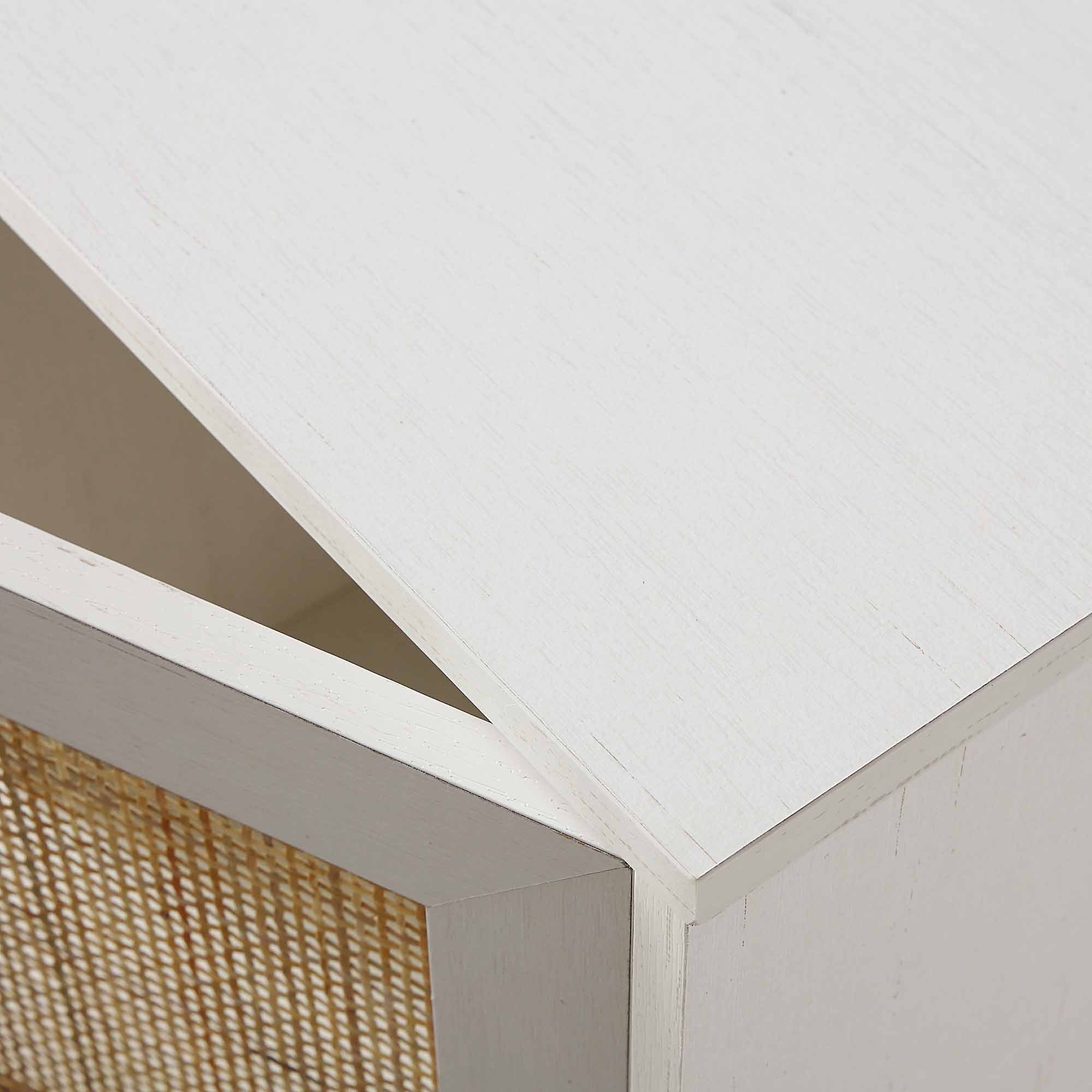 Frances Woven Rattan 2-Door Desk, White - Image 11