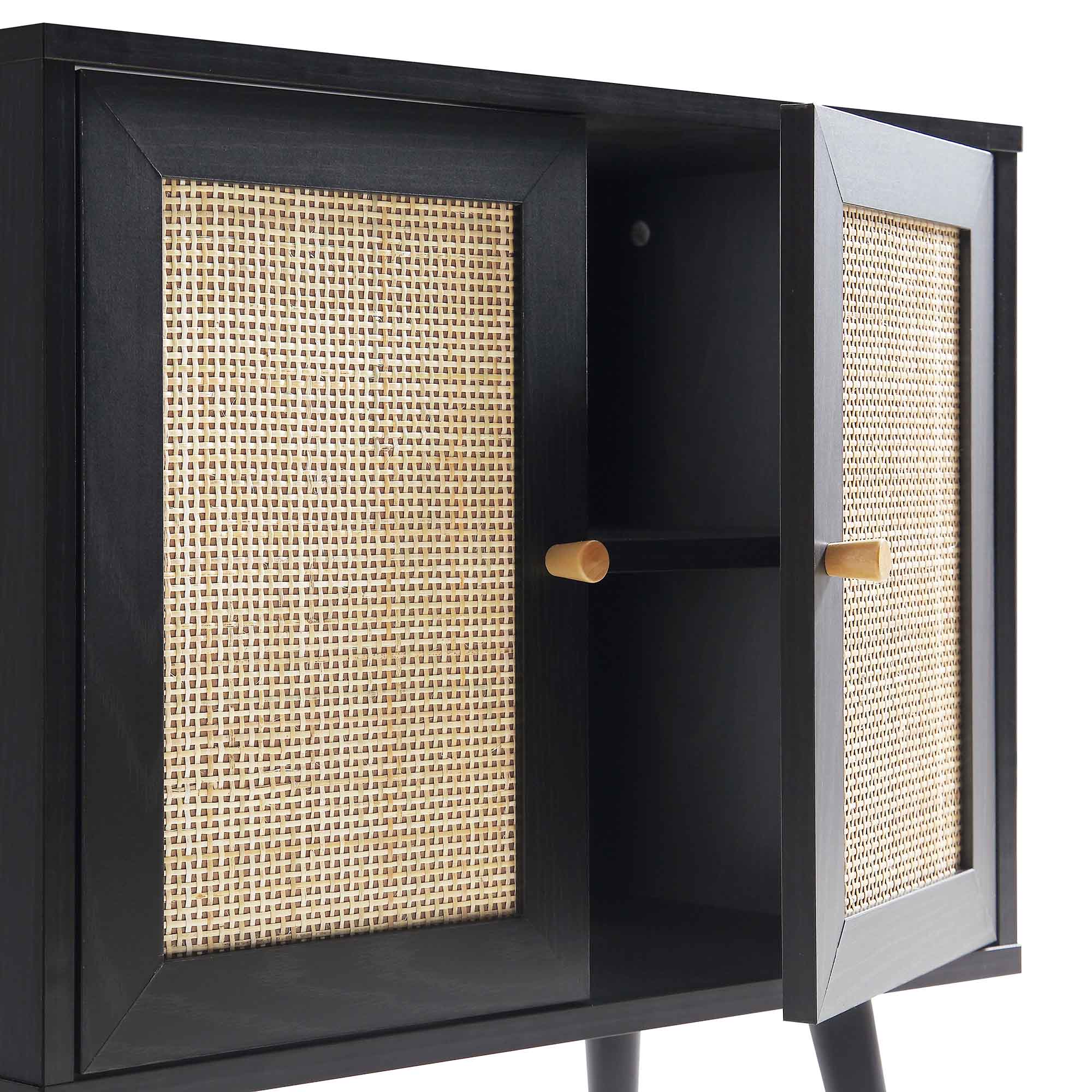 Frances Woven Rattan 2-Door Bathroom Undersink Unit, Black - Image 11