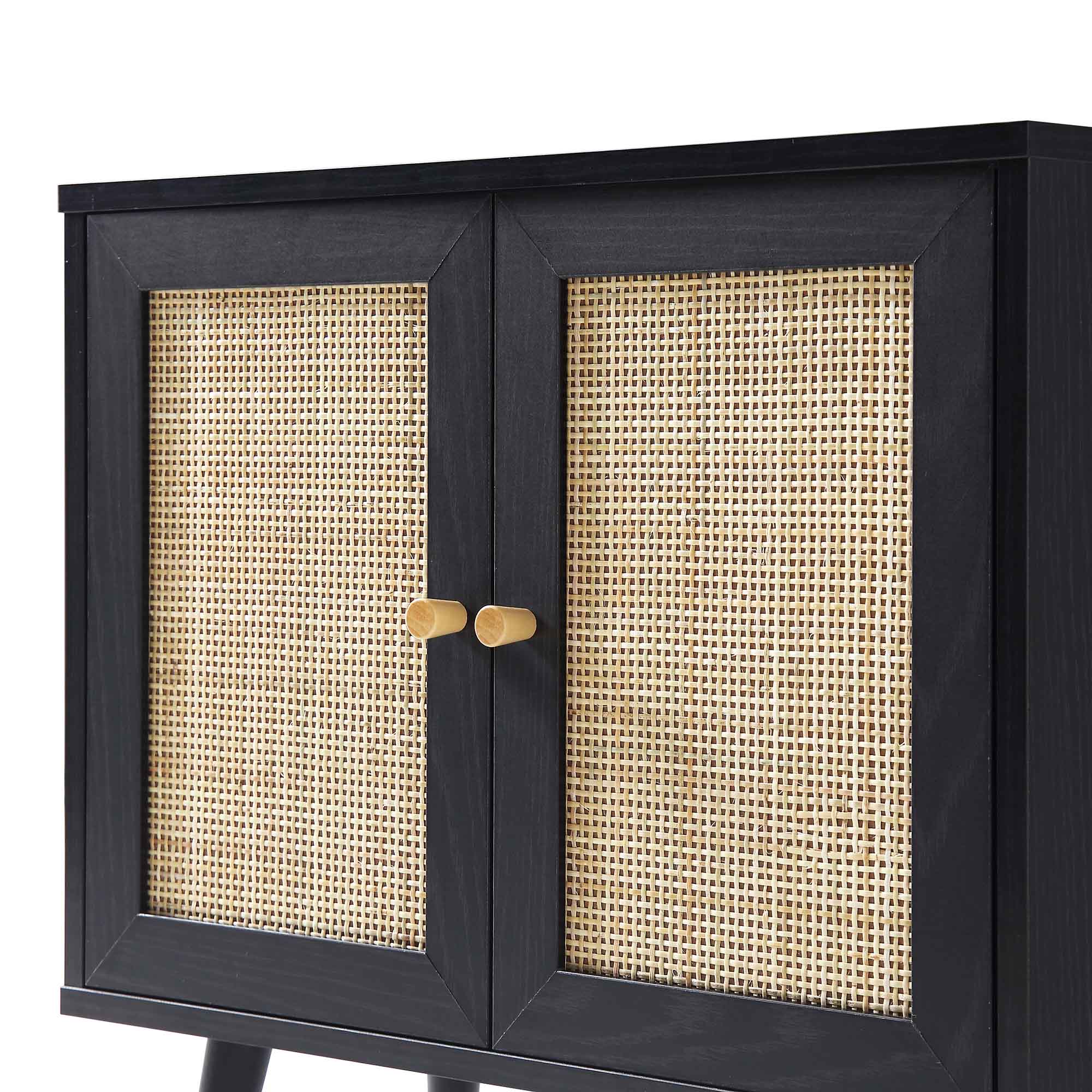 Frances Woven Rattan 2-Door Bathroom Undersink Unit, Black - Image 12