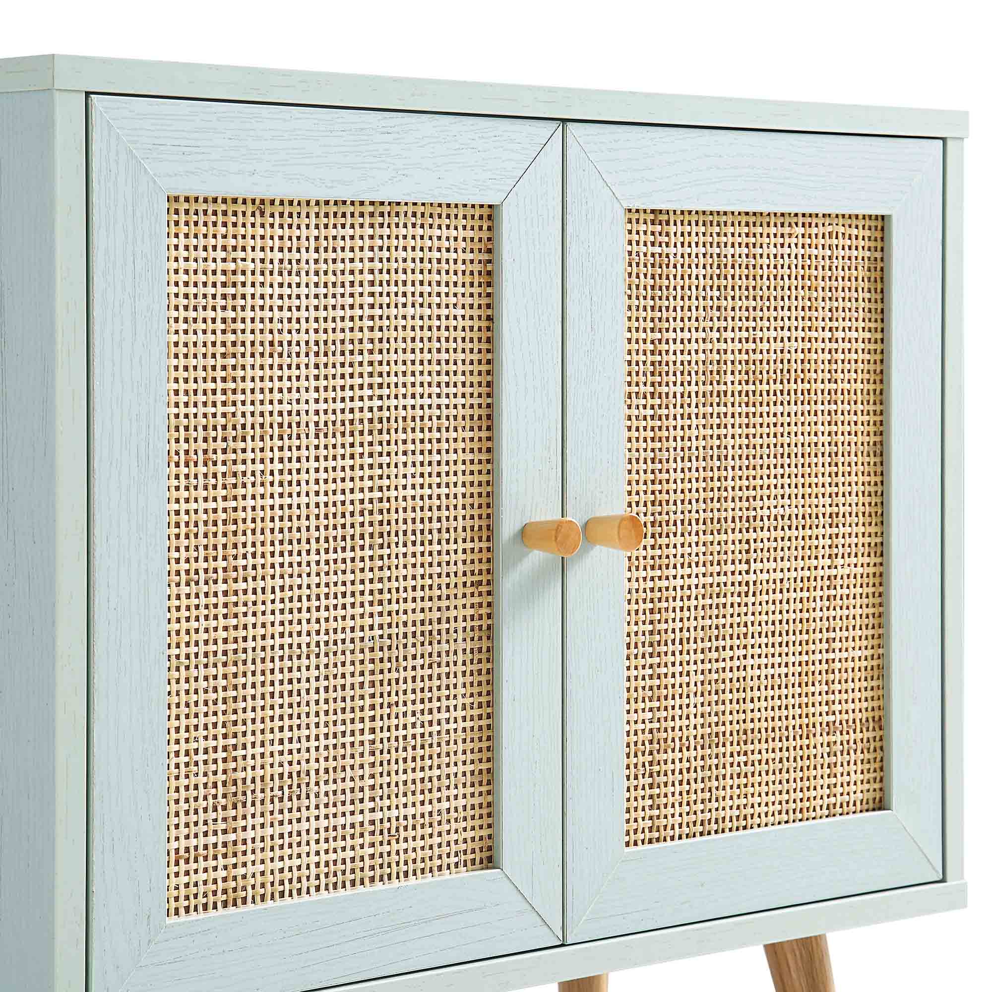 Frances Woven Rattan 2-Door Bathroom Undersink Unit, Mint Green - Image 11