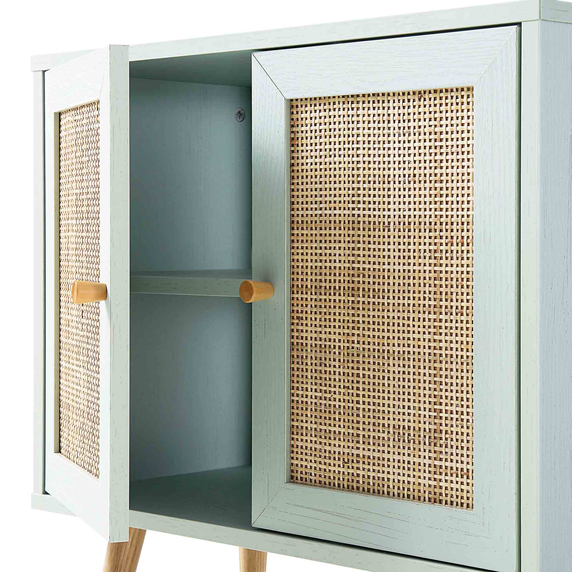 Frances Woven Rattan 2-Door Bathroom Undersink Unit, Mint Green - Image 12