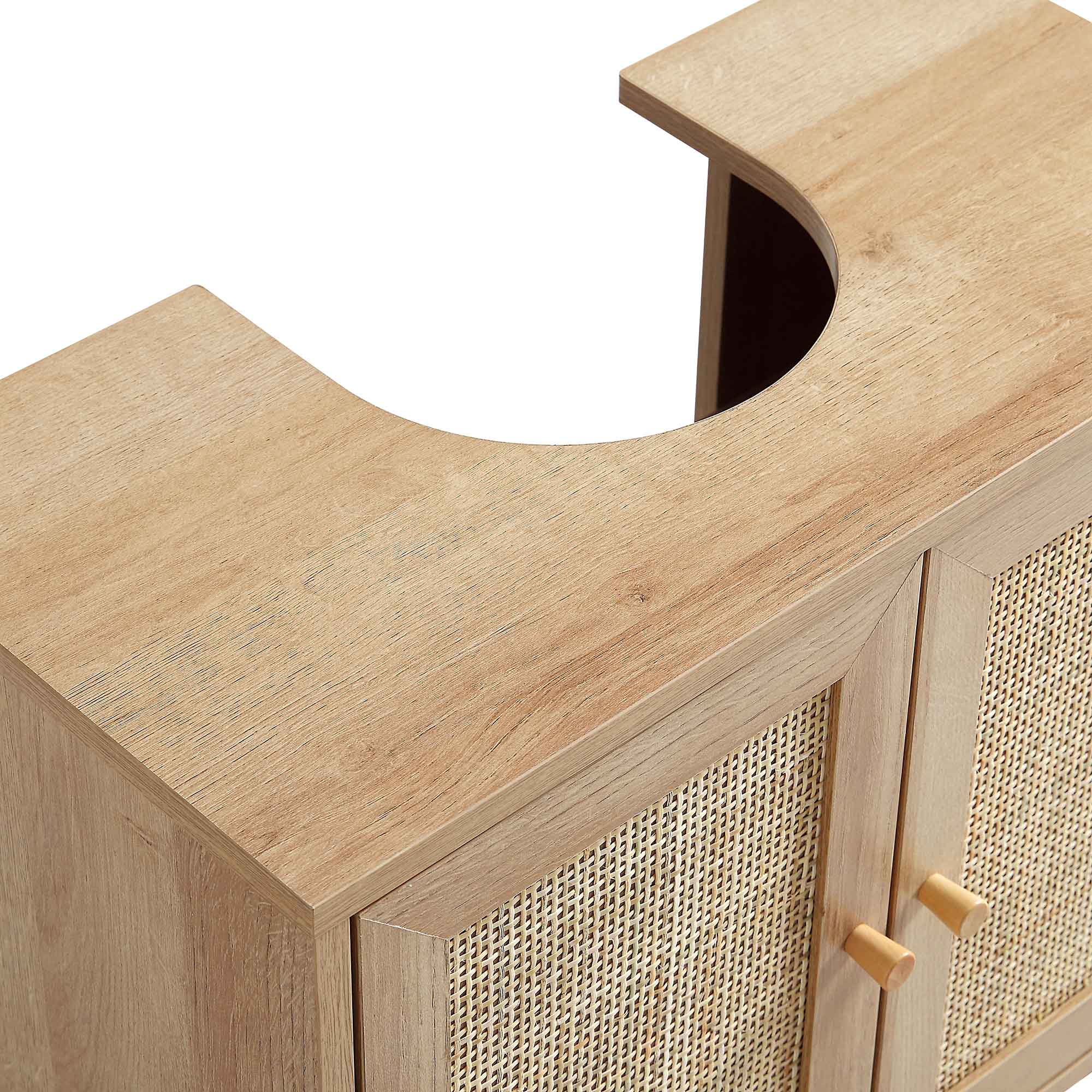Frances Woven Rattan 2-Door Bathroom Undersink Unit, Natural - Image 10