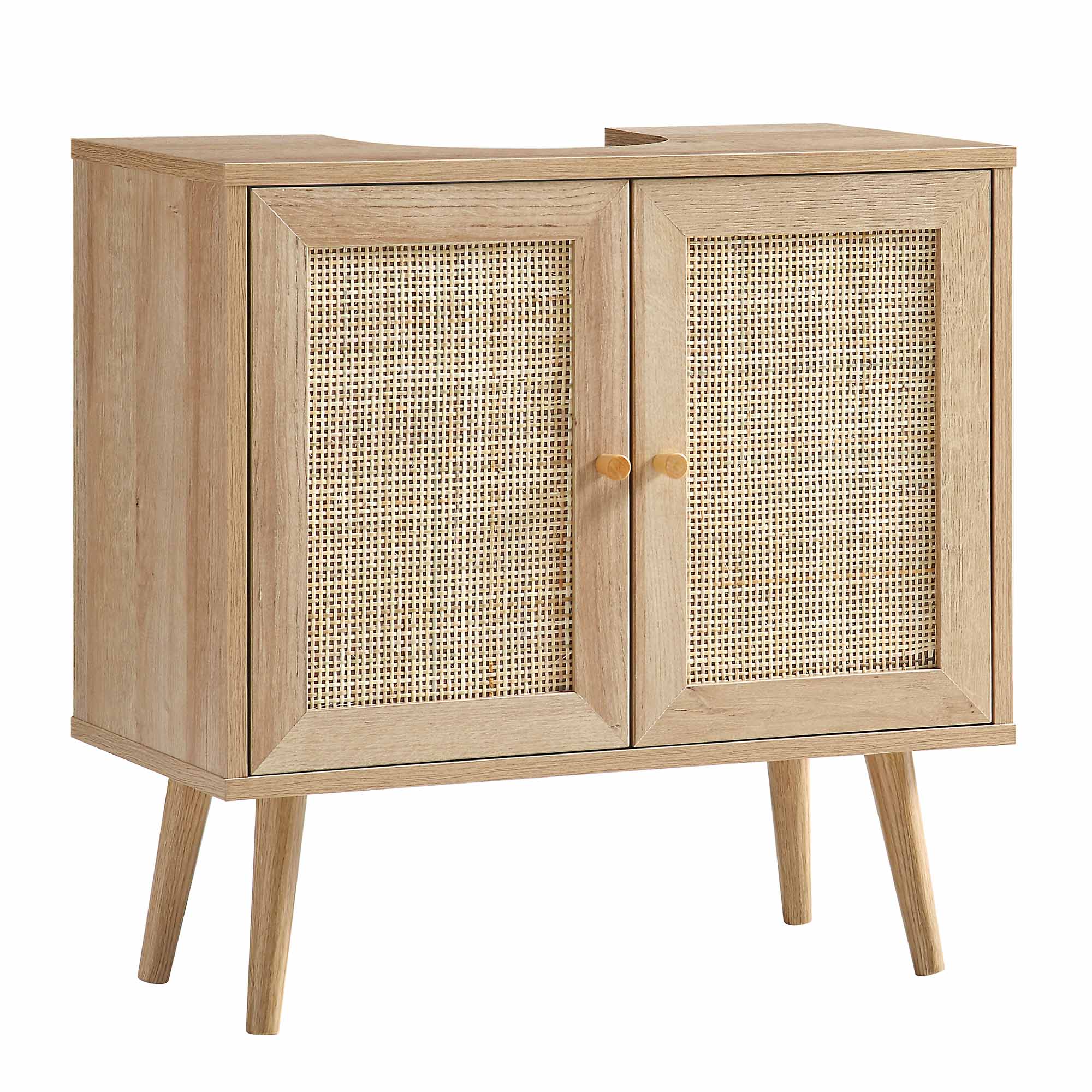 Frances Woven Rattan 2-Door Bathroom Undersink Unit, Natural - Image 4