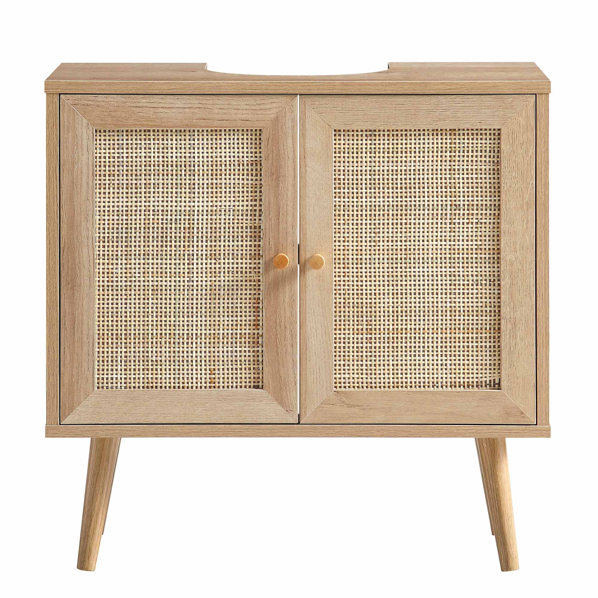 Frances Woven Rattan 2-Door Bathroom Undersink Unit, Natural - Image 5