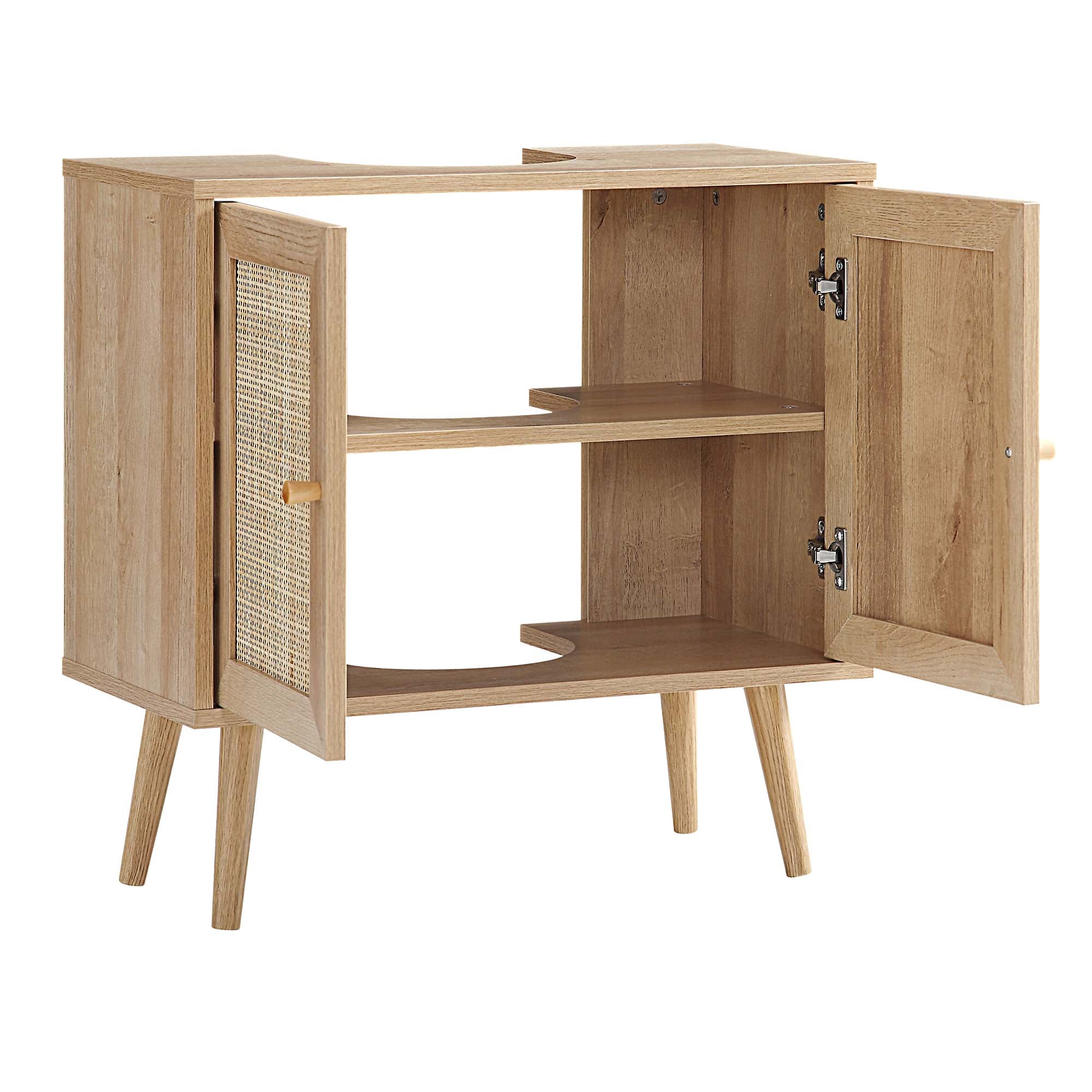 Frances Woven Rattan 2-Door Bathroom Undersink Unit, Natural - Image 7