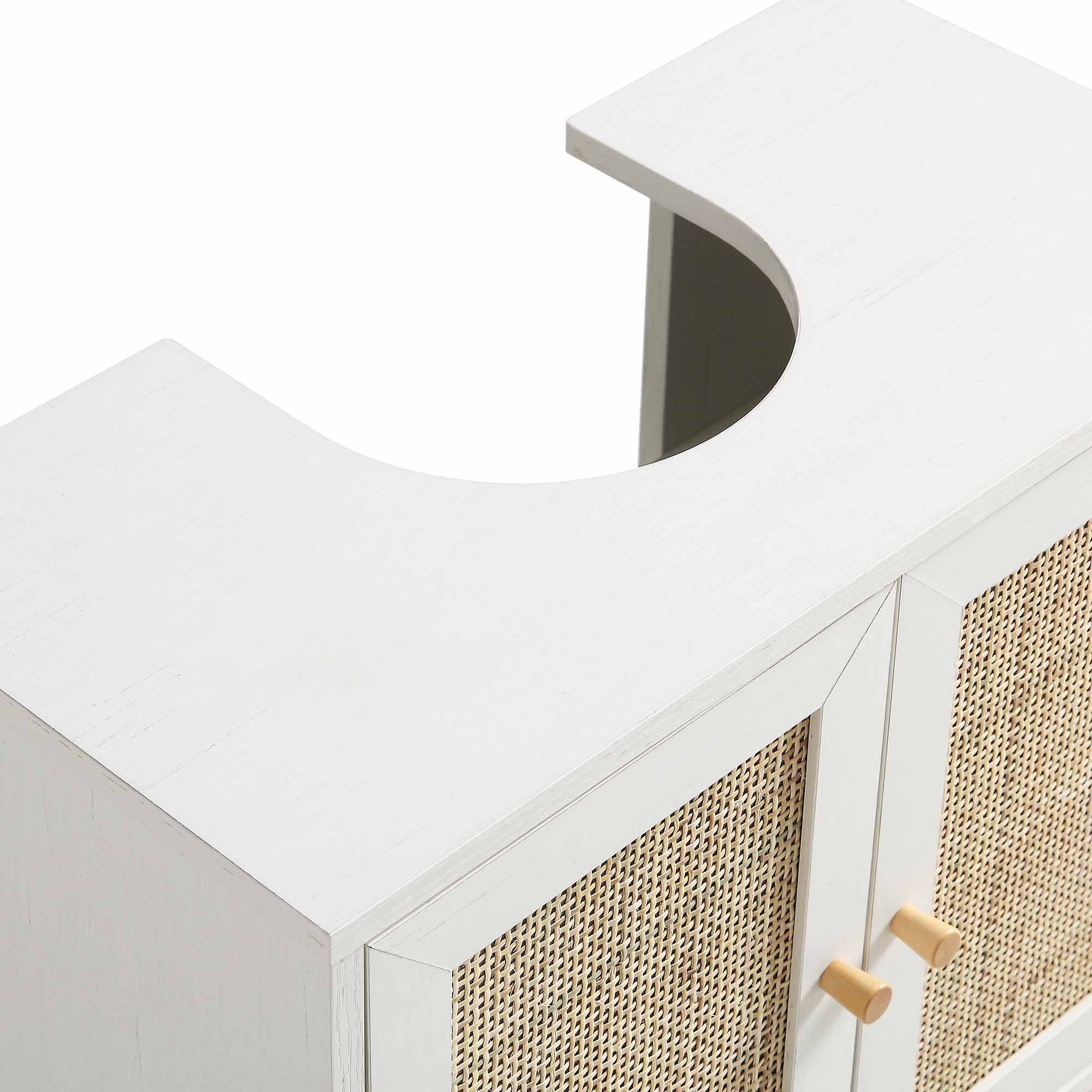 Frances Woven Rattan 2-Door Bathroom Undersink Unit, White - Image 10