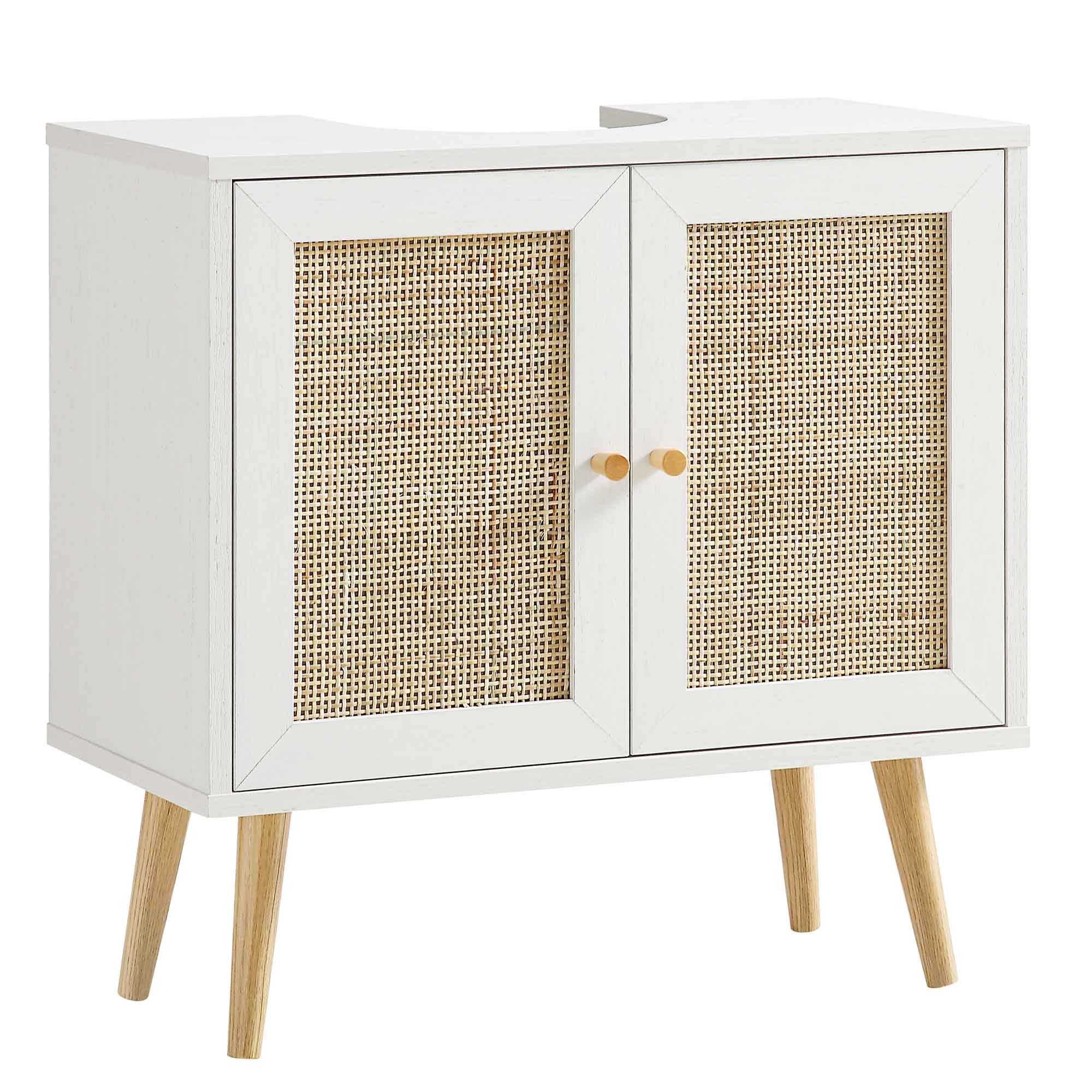 Frances Woven Rattan 2-Door Bathroom Undersink Unit, White - Image 4