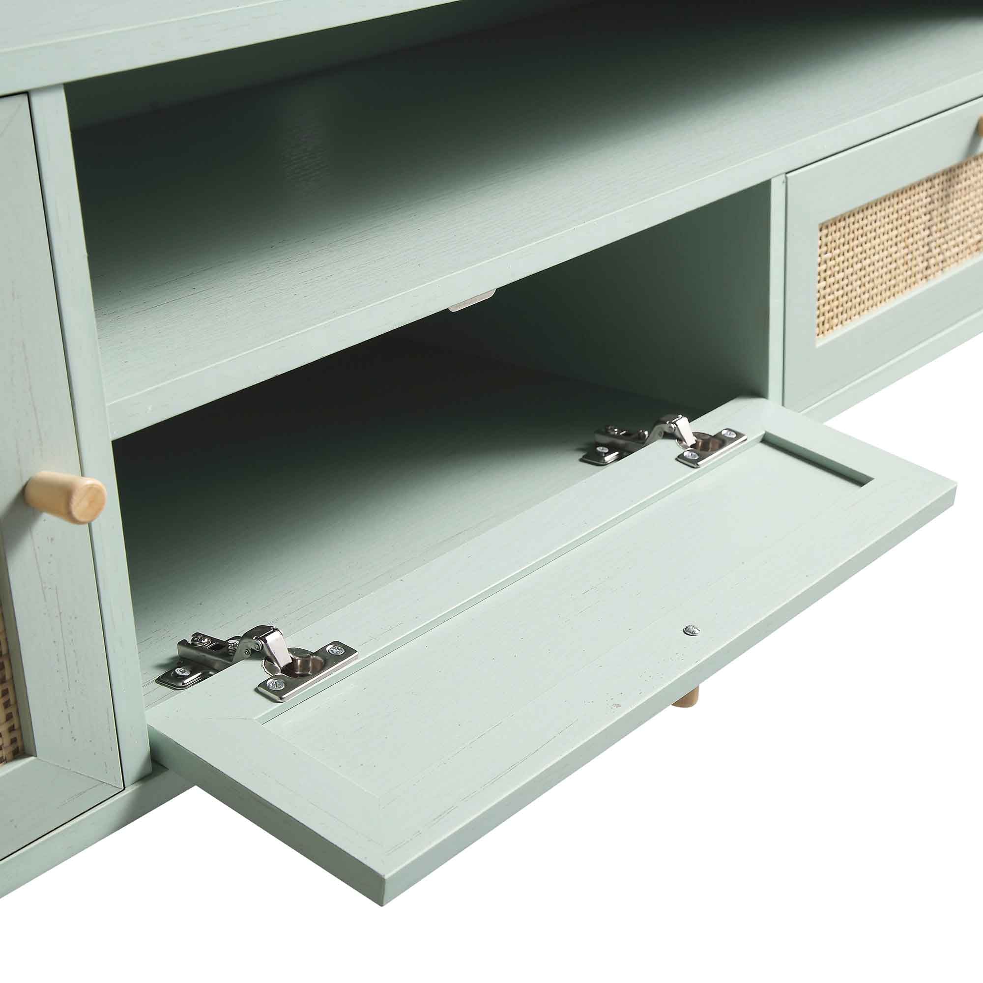 Frances Woven Rattan 200cm Wide TV Unit, Mint - Image 12
