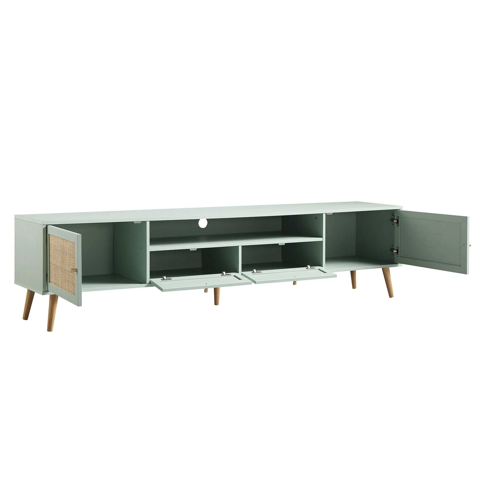 Frances Woven Rattan 200cm Wide TV Unit, Mint - Image 7