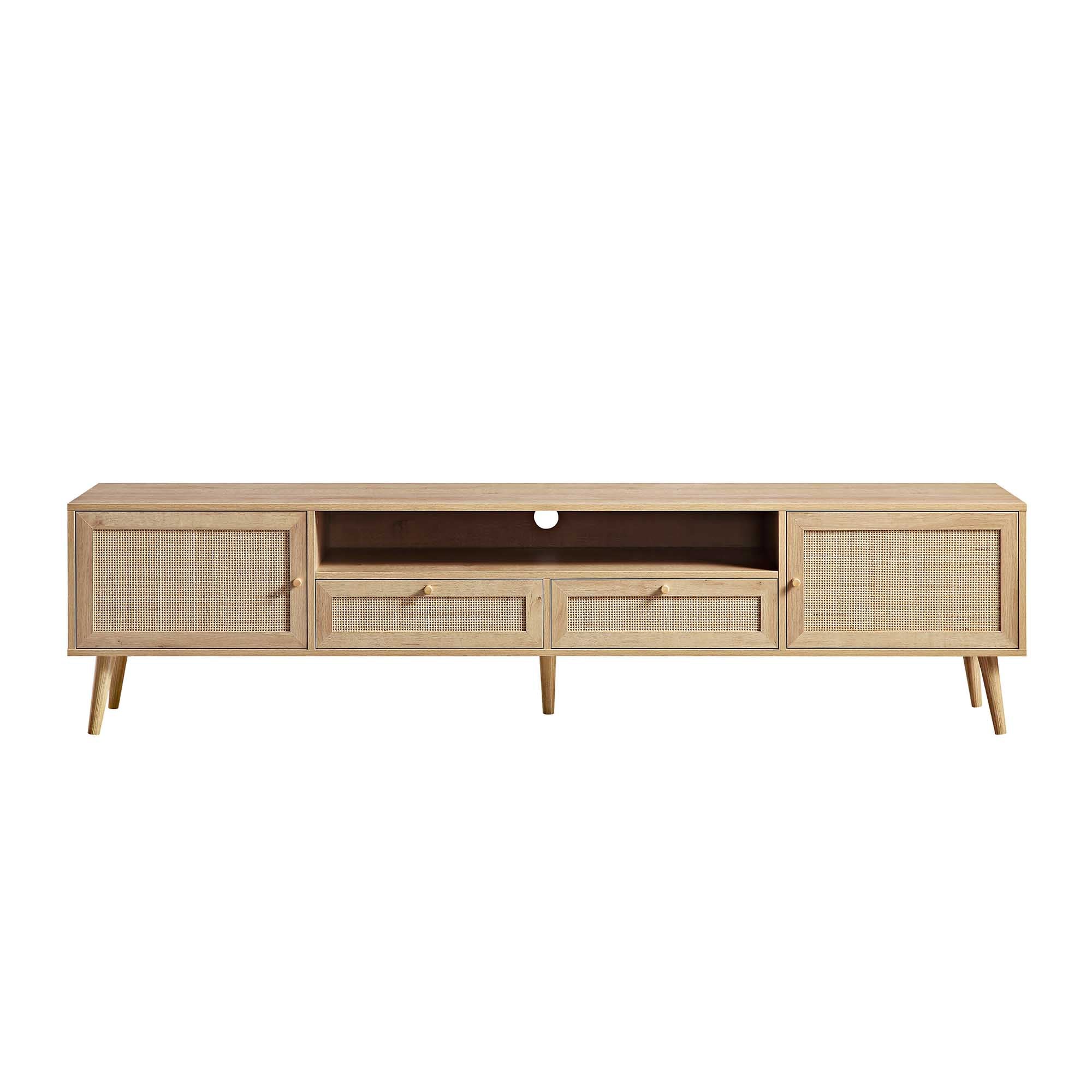 Frances Woven Rattan 200cm Wide TV Unit, Natural - Image 4