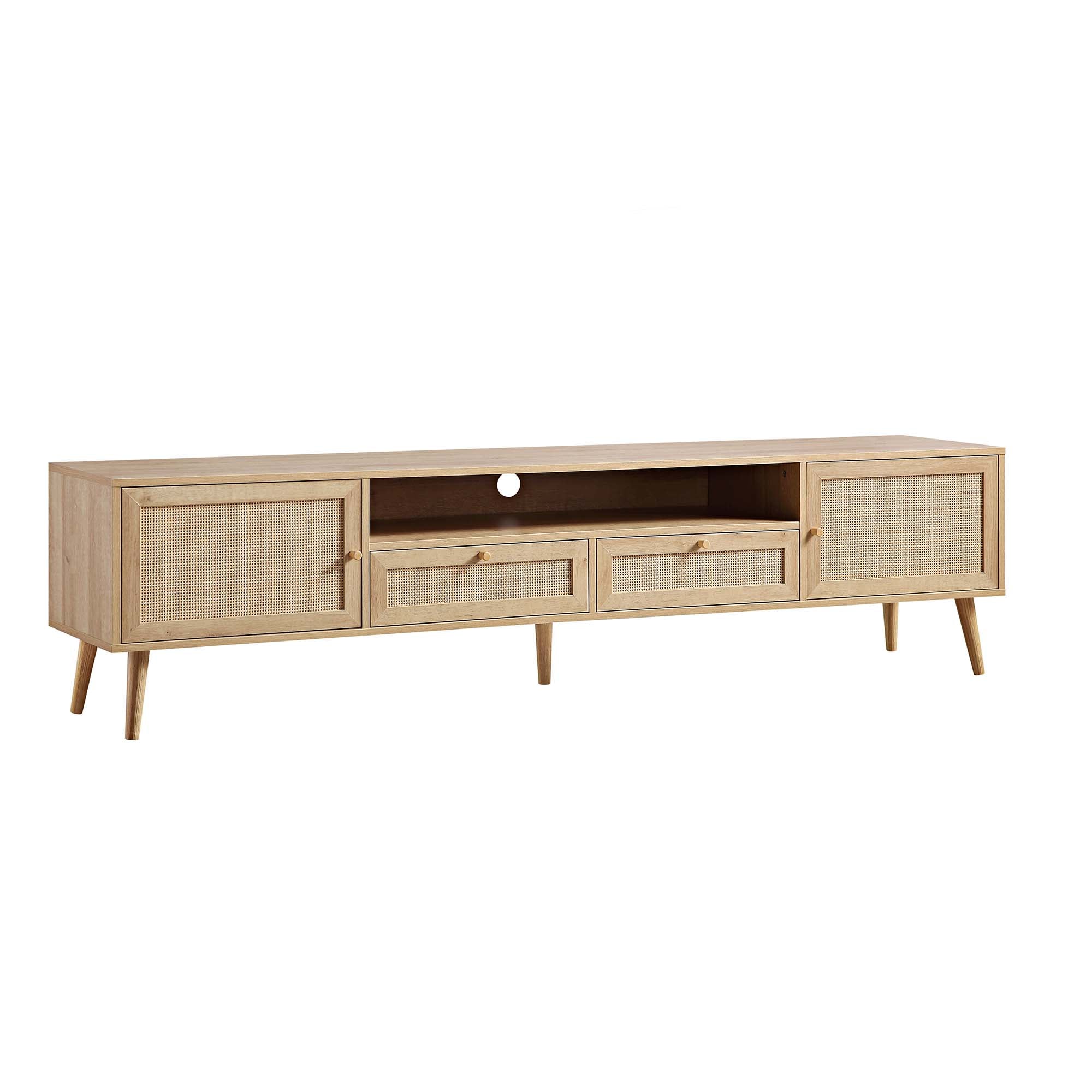 Frances Woven Rattan 200cm Wide TV Unit, Natural - Image 5