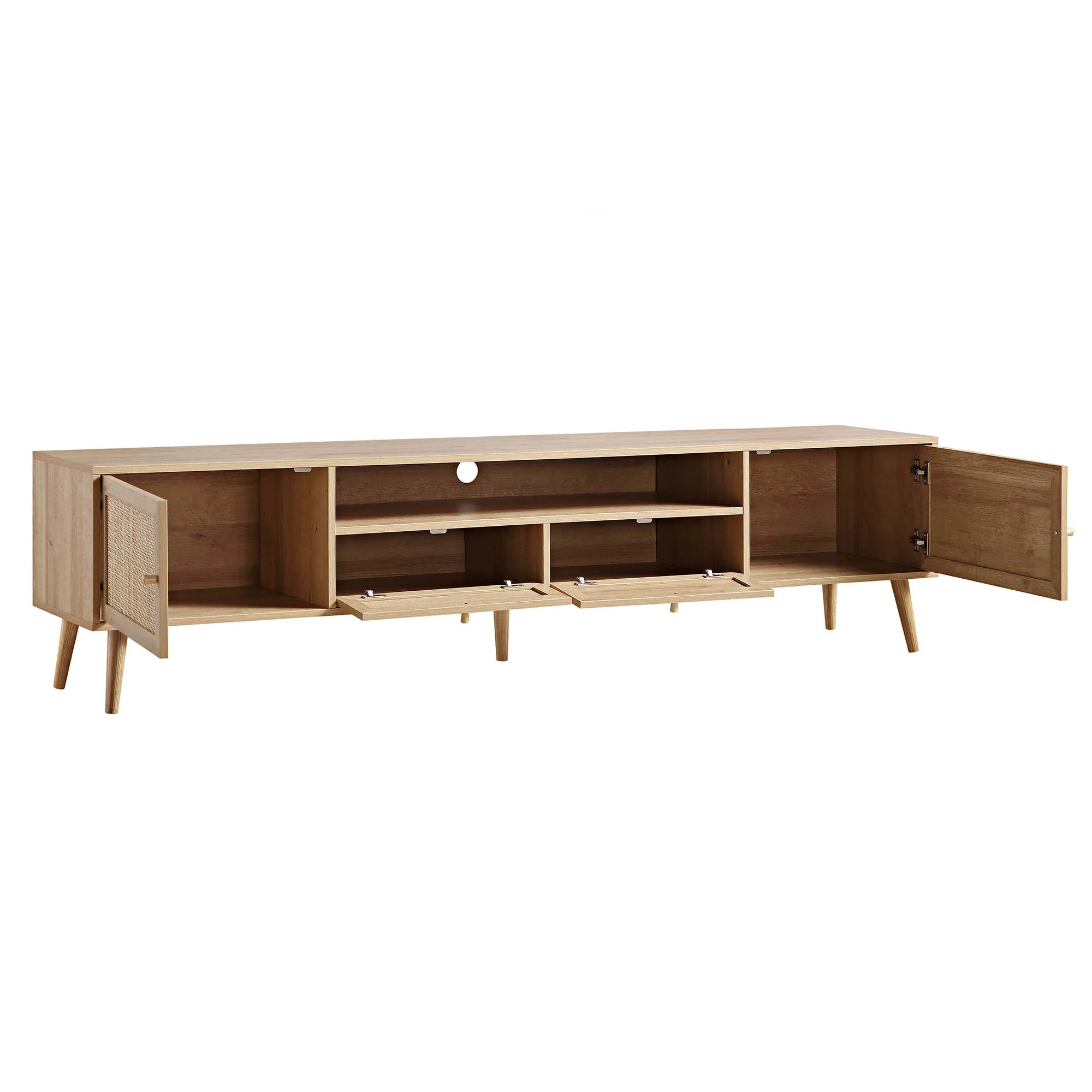 Frances Woven Rattan 200cm Wide TV Unit, Natural - Image 7