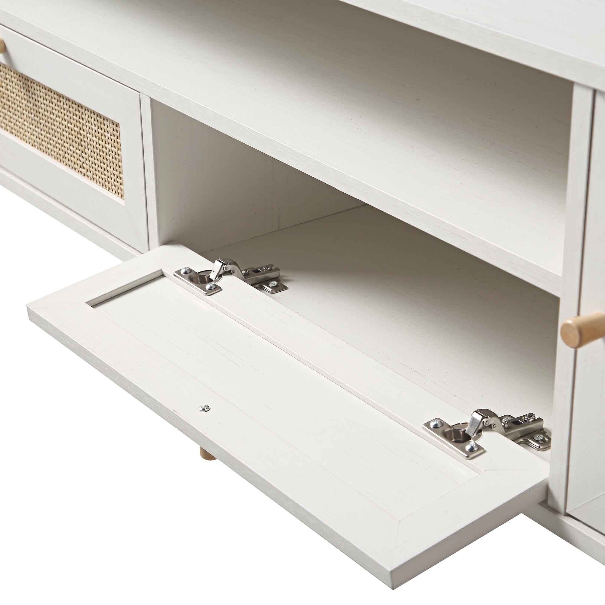 Frances Woven Rattan 200cm Wide TV Unit, White - Image 12