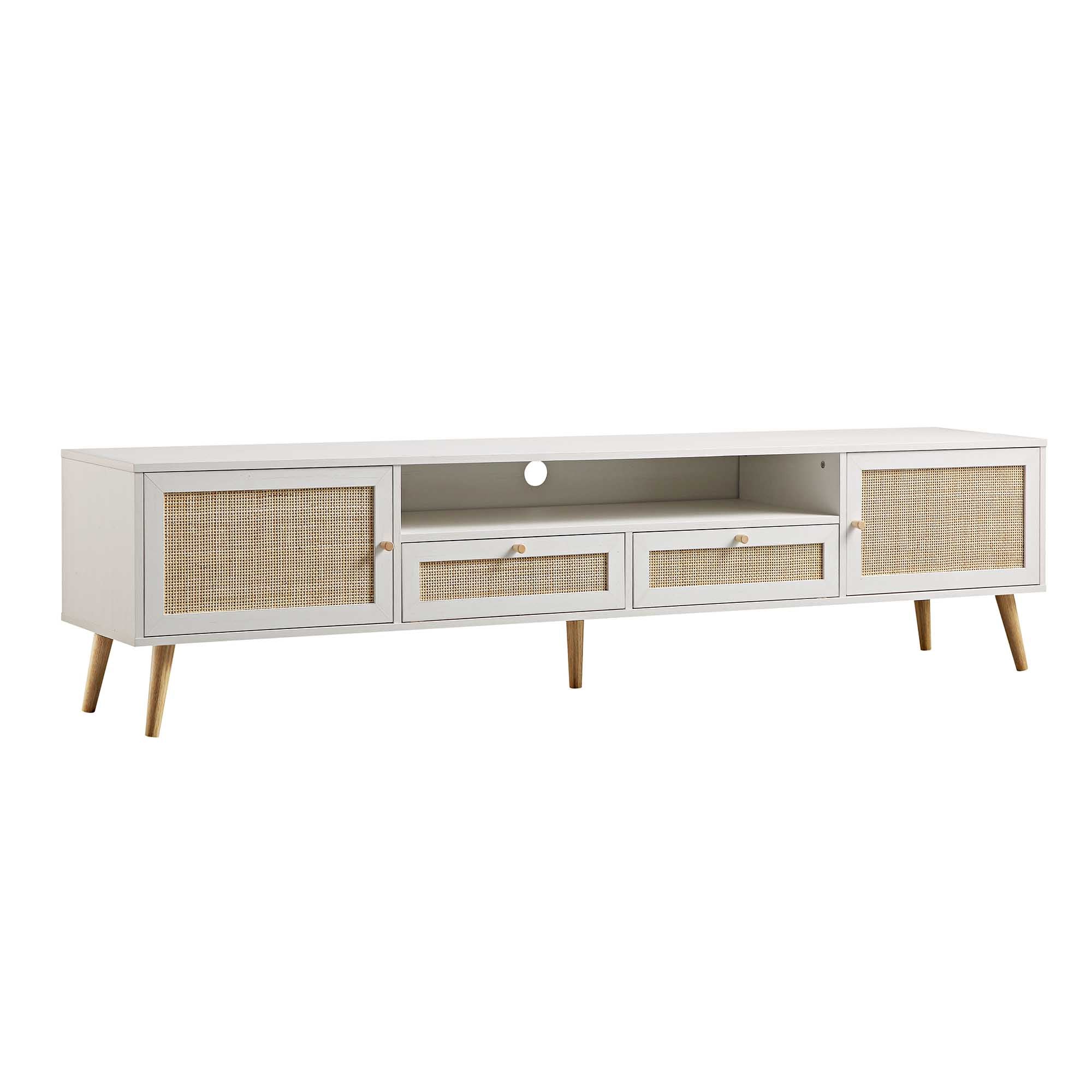 Frances Woven Rattan 200cm Wide TV Unit, White - Image 5