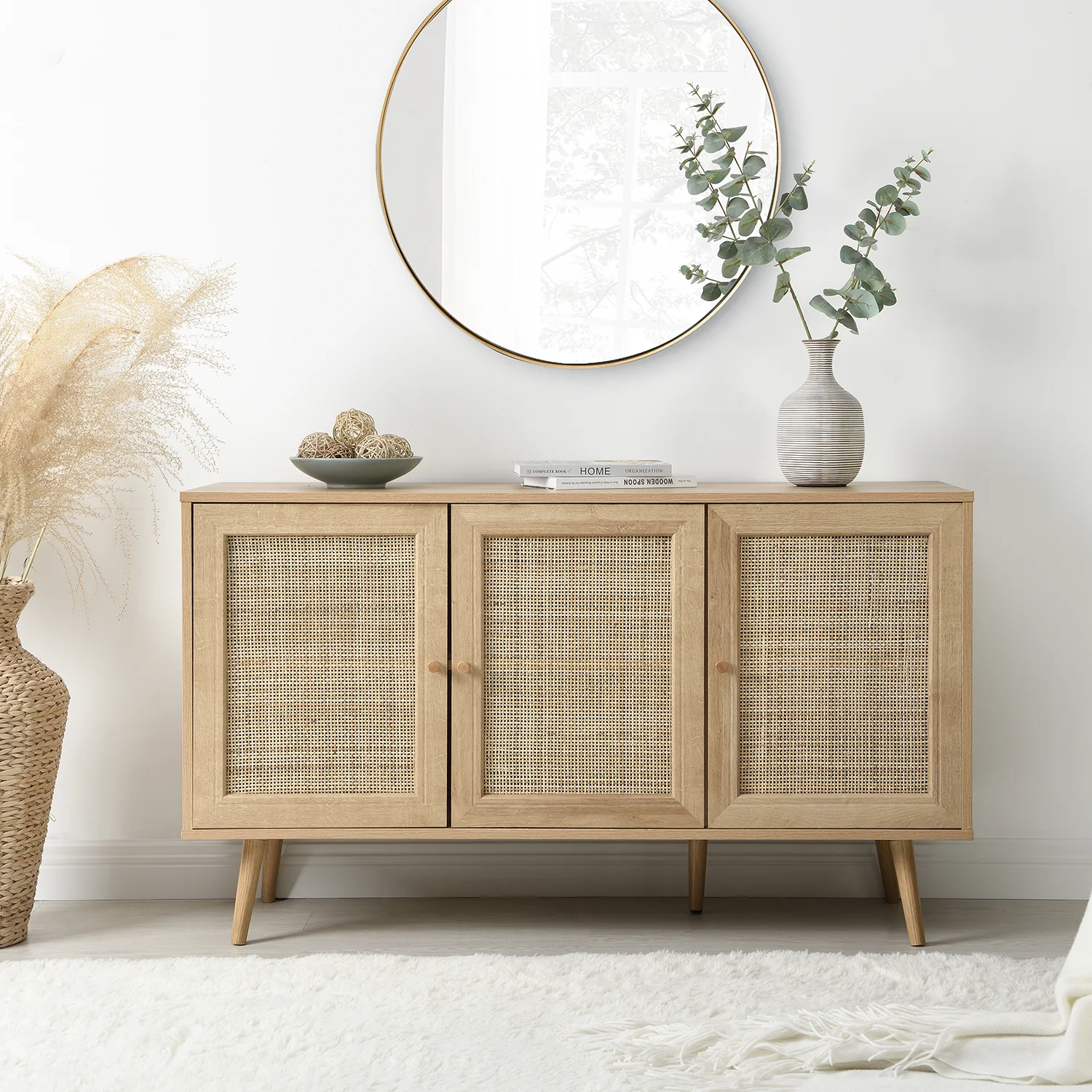 Frances Woven Rattan 3-Door Sideboard, Natural - Image 2
