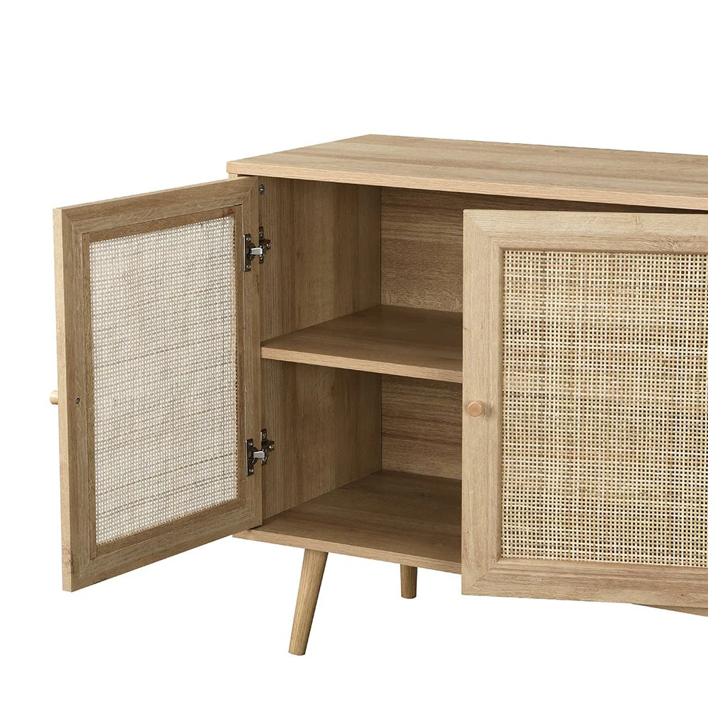 Frances Woven Rattan 3-Door Sideboard, Natural - Image 9