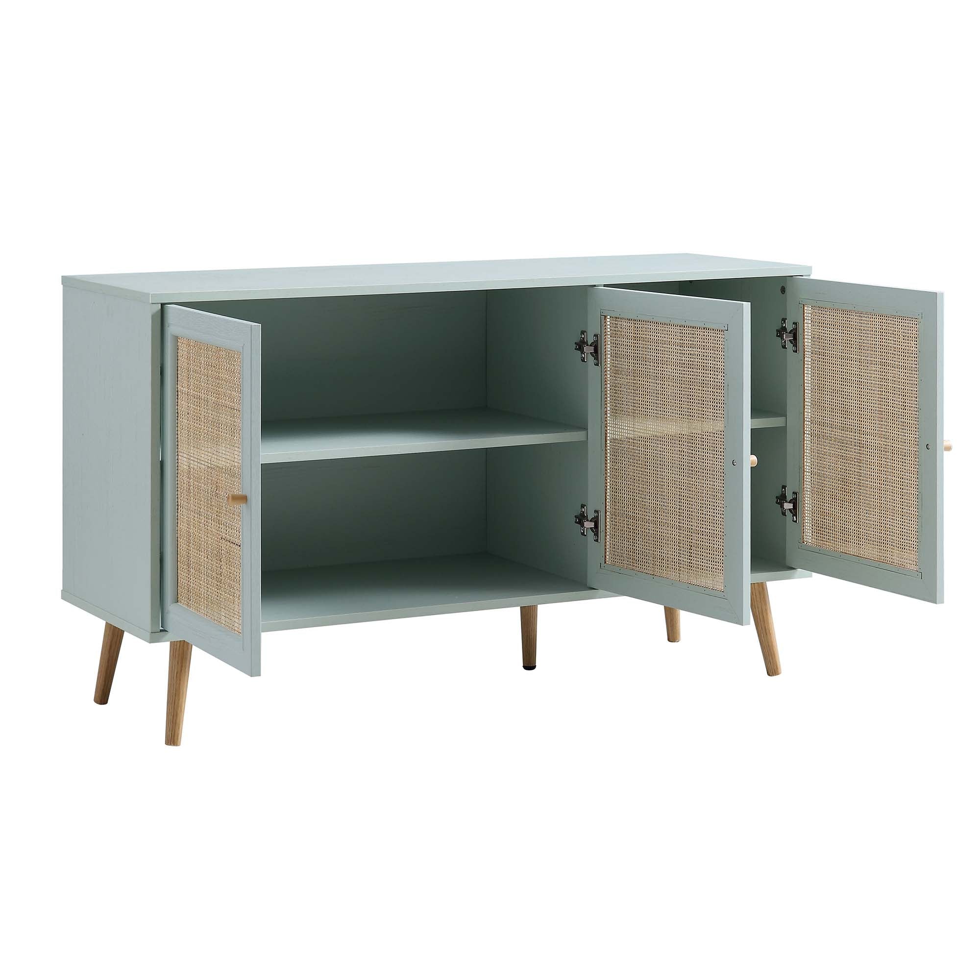 Frances Woven Rattan 3-Door Sideboard, Mint - Image 6