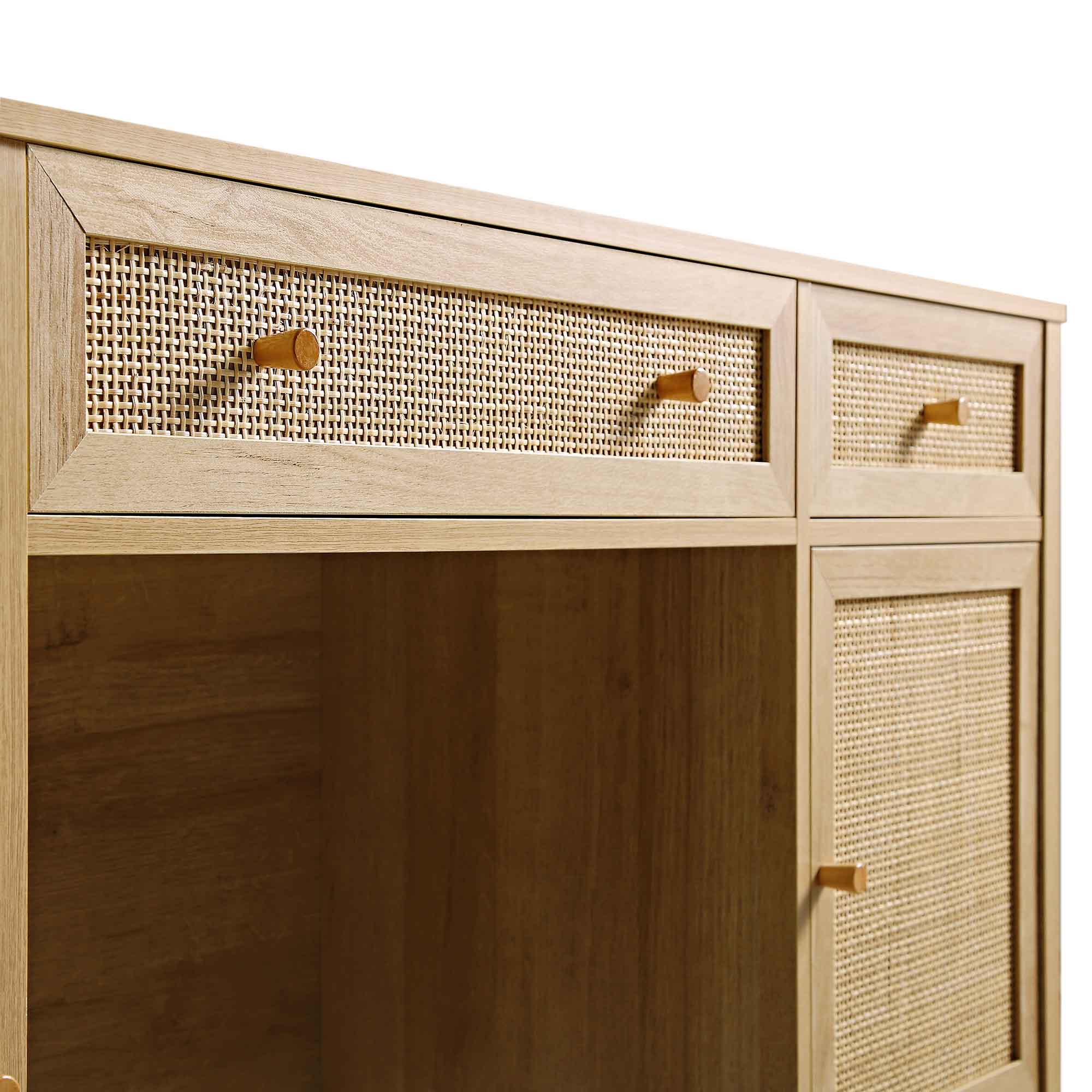 Frances Woven Rattan 3-Drawer Desk, Natural - Image 12