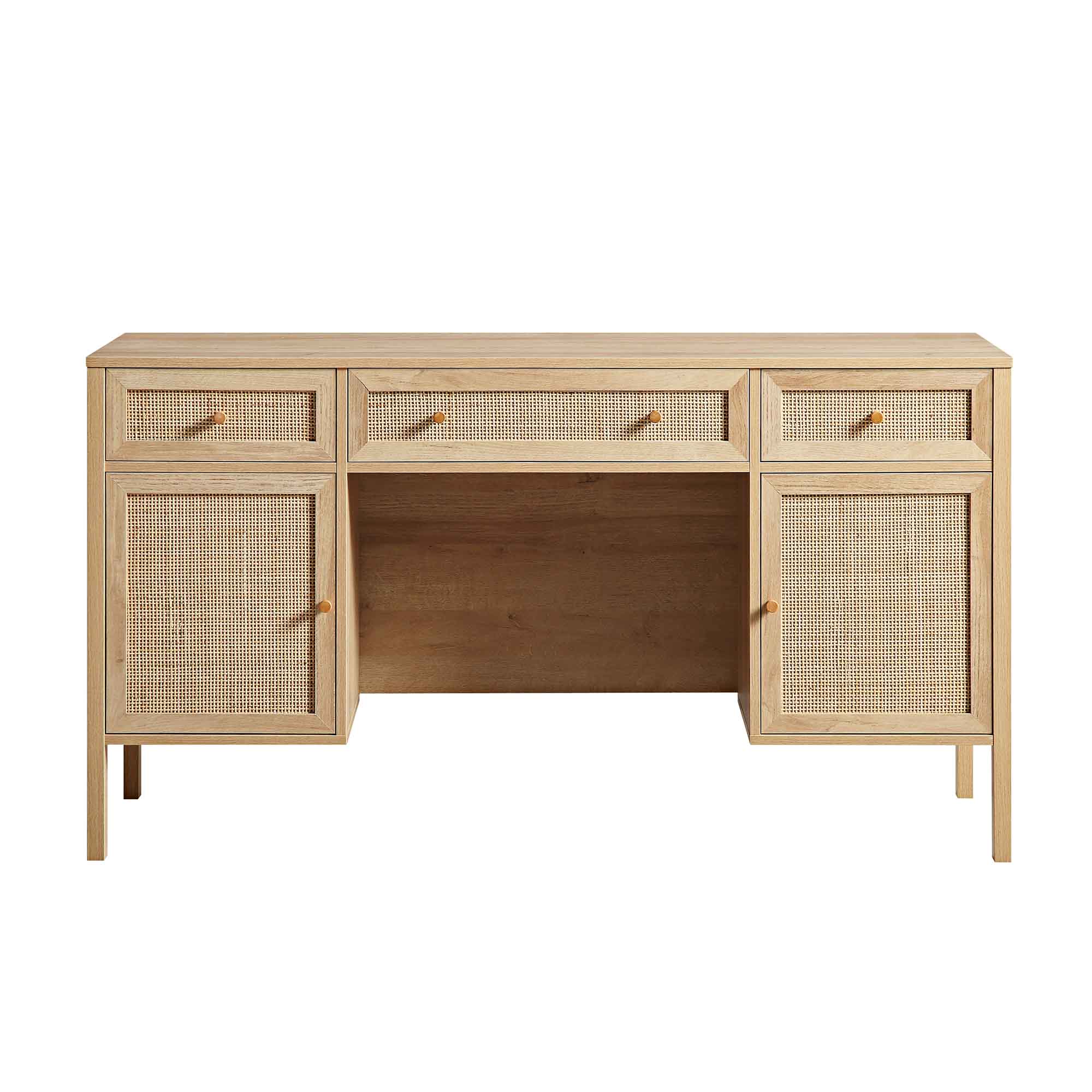 Frances Woven Rattan 3-Drawer Desk, Natural - Image 5