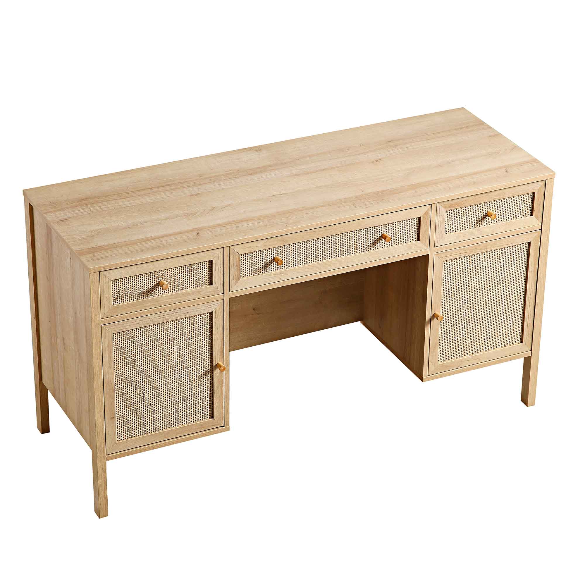 Frances Woven Rattan 3-Drawer Desk, Natural - Image 9