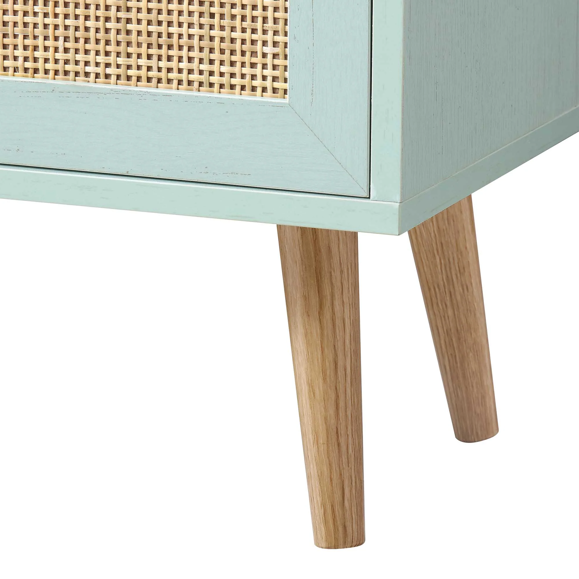Frances Woven Rattan Bookcase with Doors, Mint - Image 11