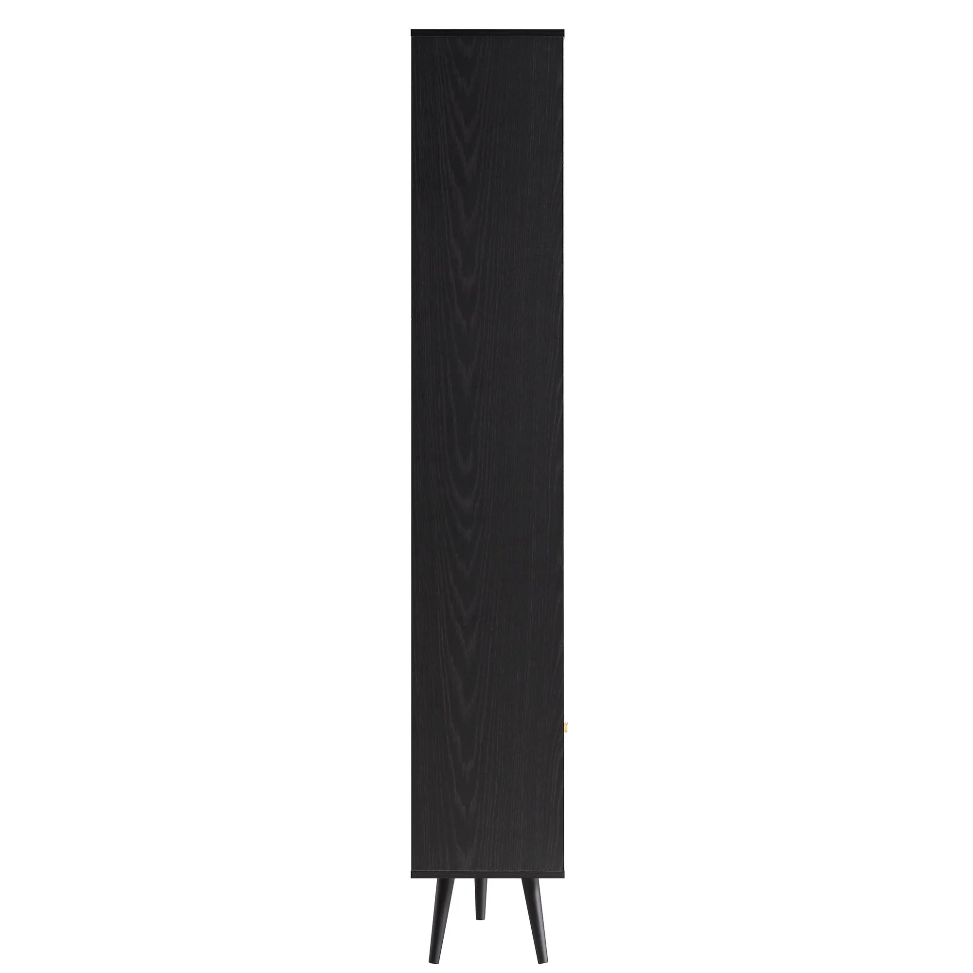 Frances Woven Rattan Bookcase with Doors, Black - Image 7