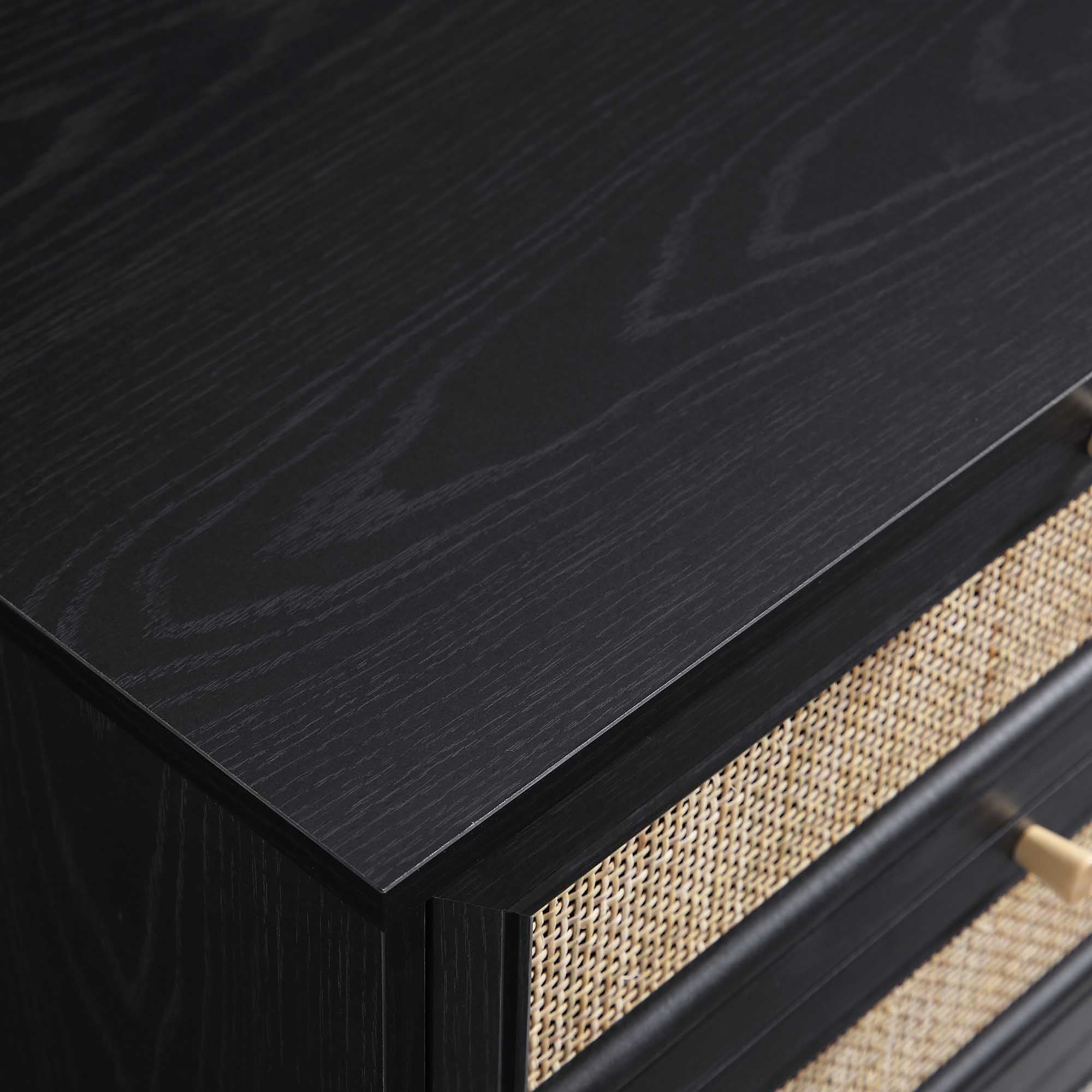 Frances Woven Rattan Chest of 6 Drawers, Black - Image 12