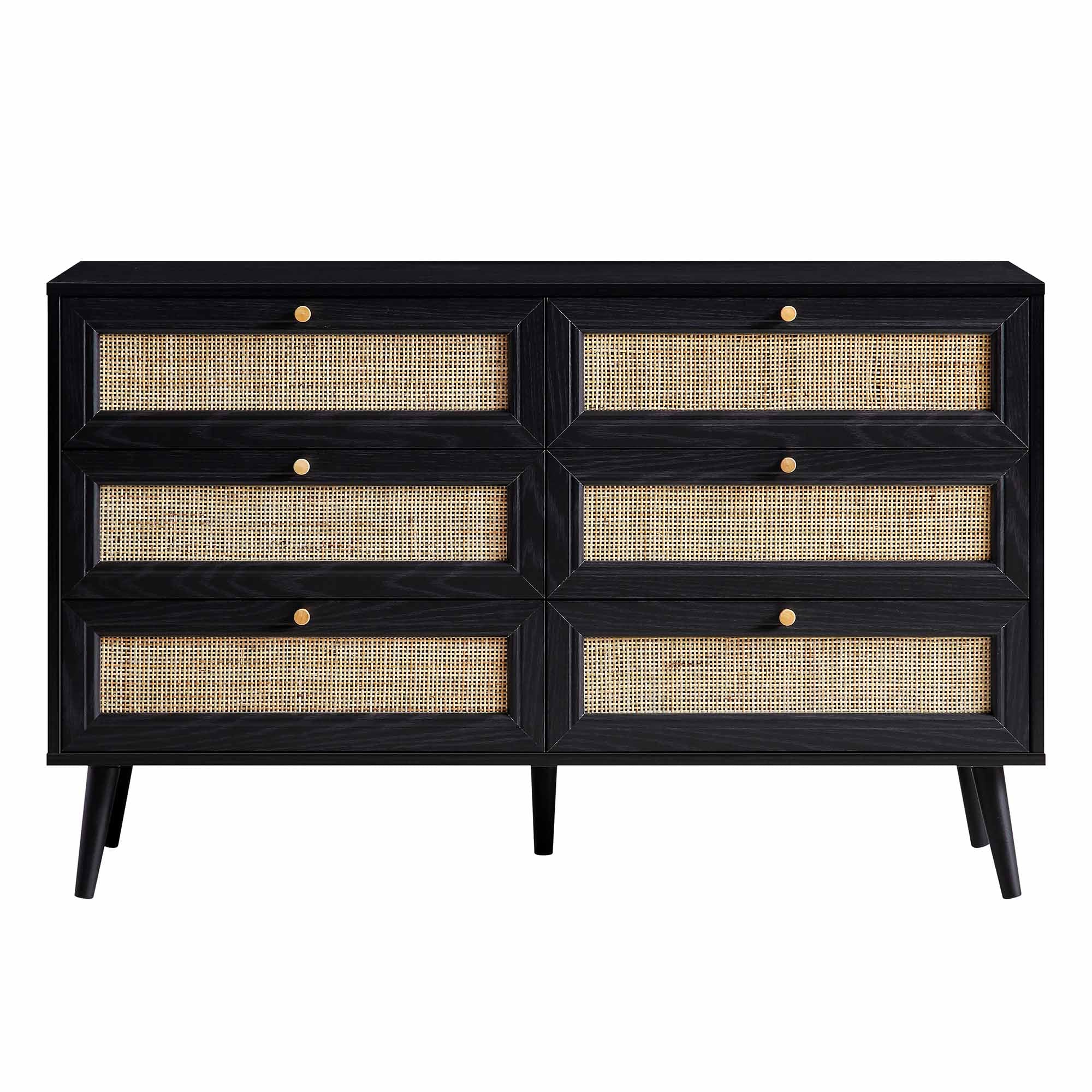 Frances Woven Rattan Chest of 6 Drawers, Black - Image 3