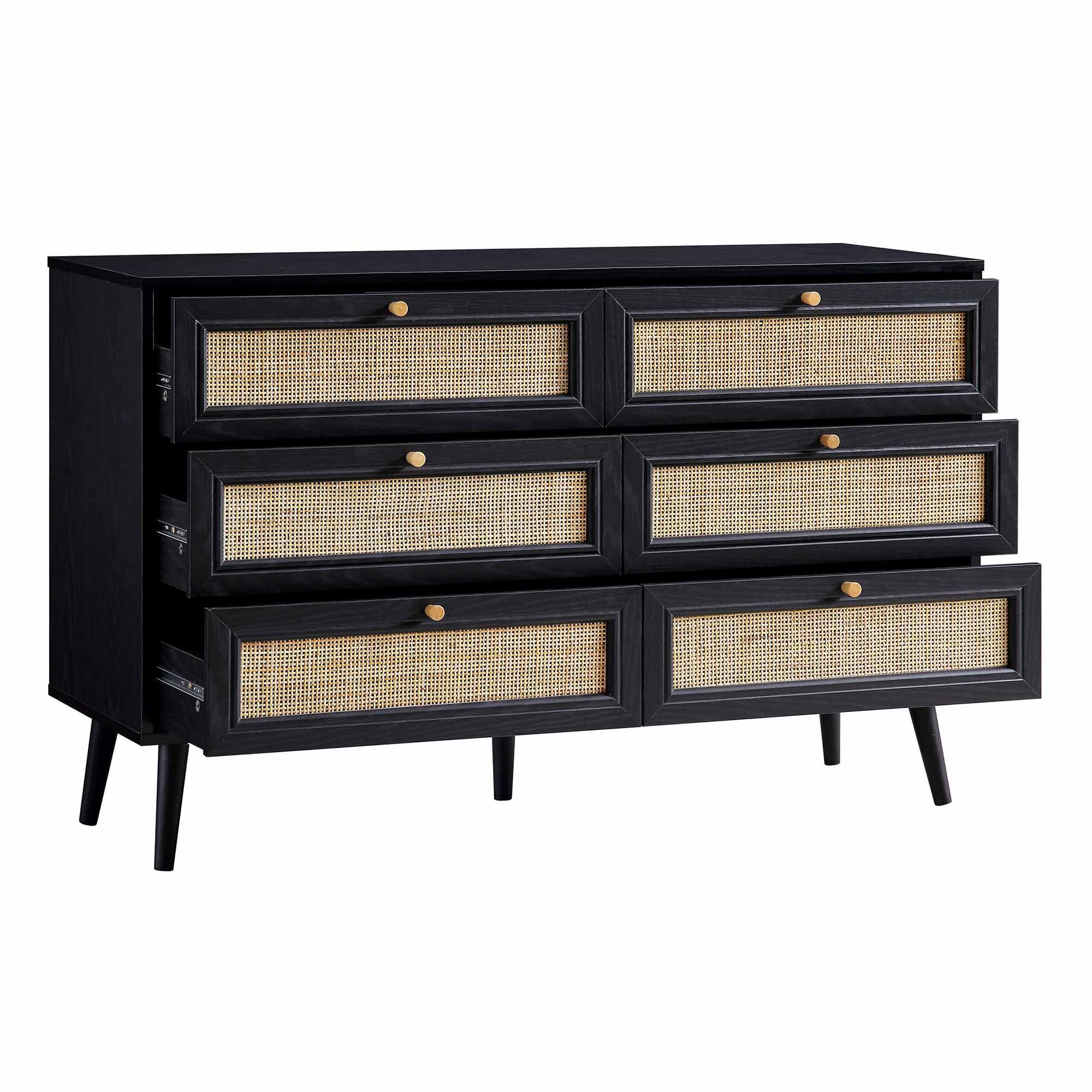 Frances Woven Rattan Chest of 6 Drawers, Black - Image 6