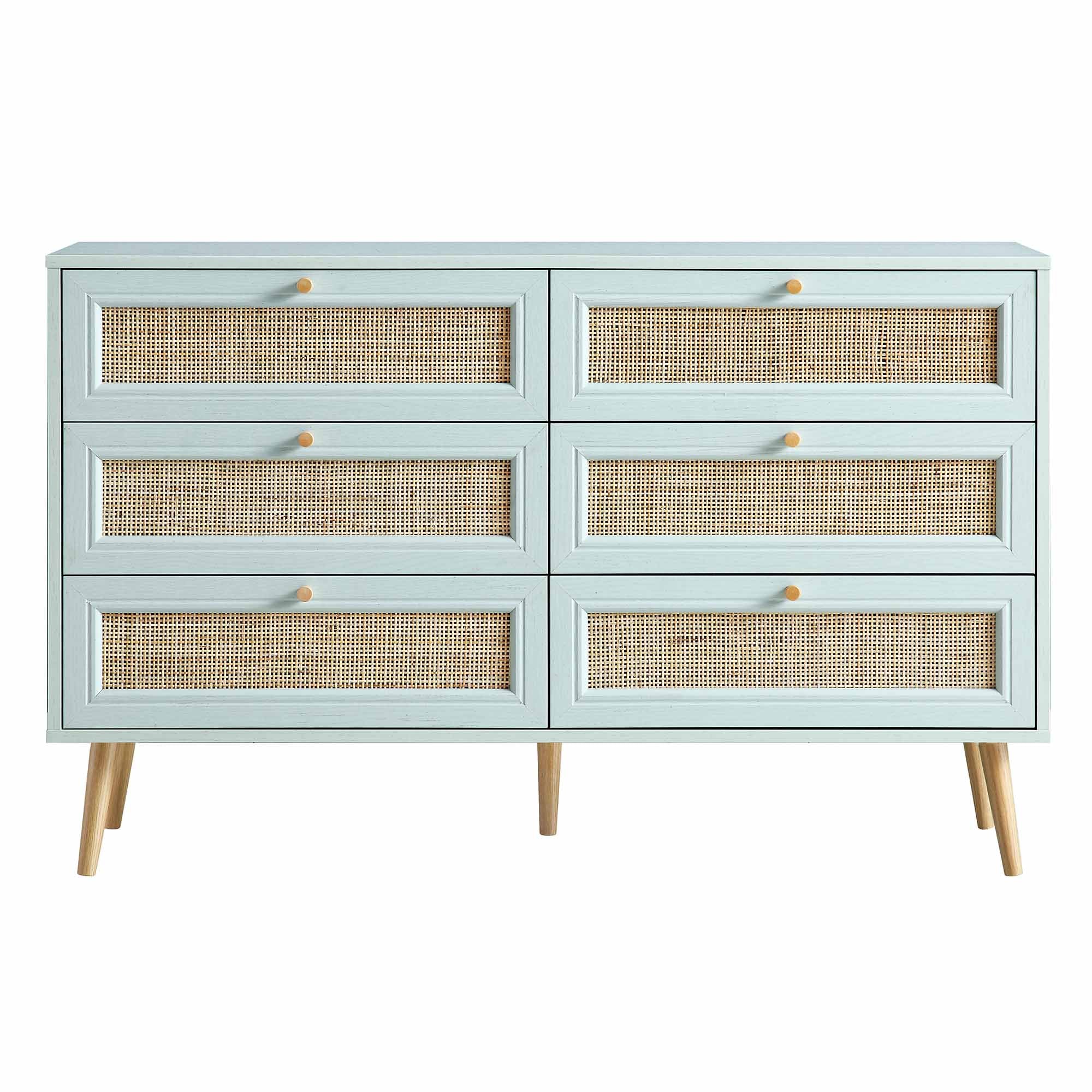 Frances Woven Rattan Chest of 6 Drawers, Mint - Image 3