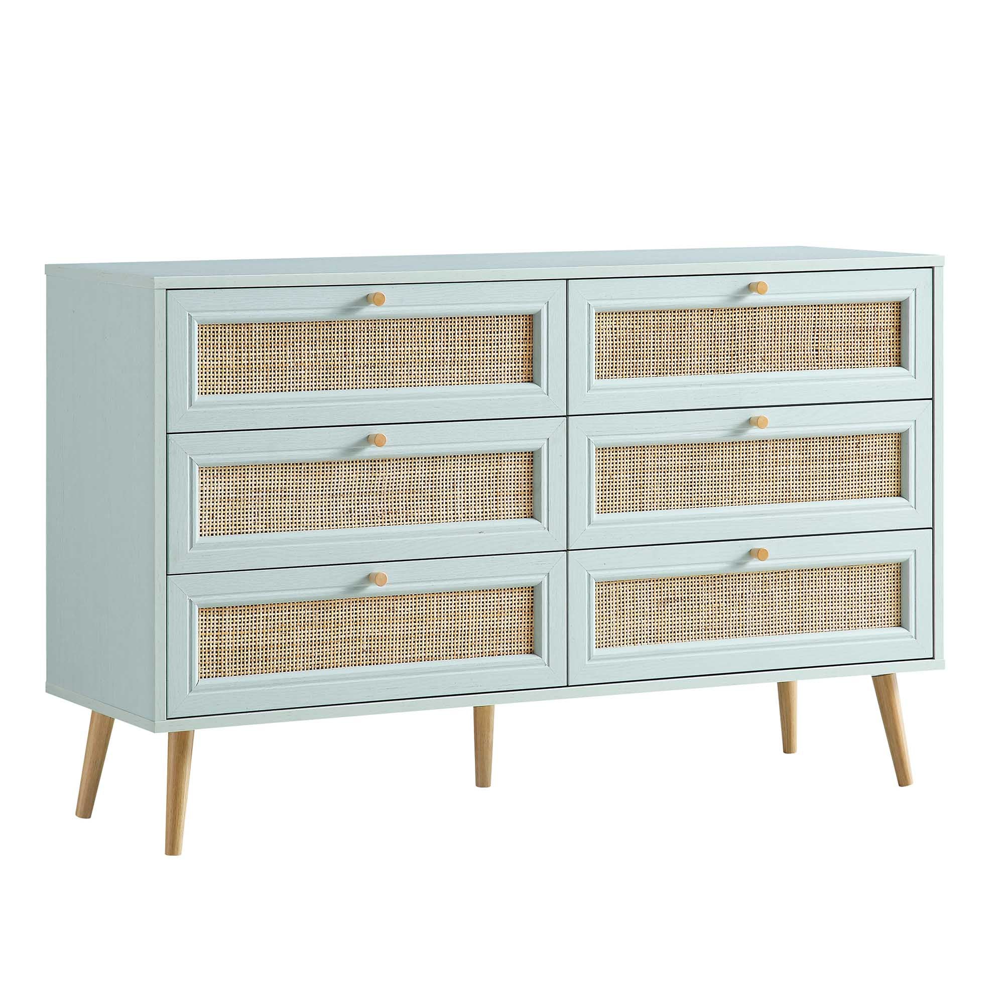 Frances Woven Rattan Chest of 6 Drawers, Mint - Image 4