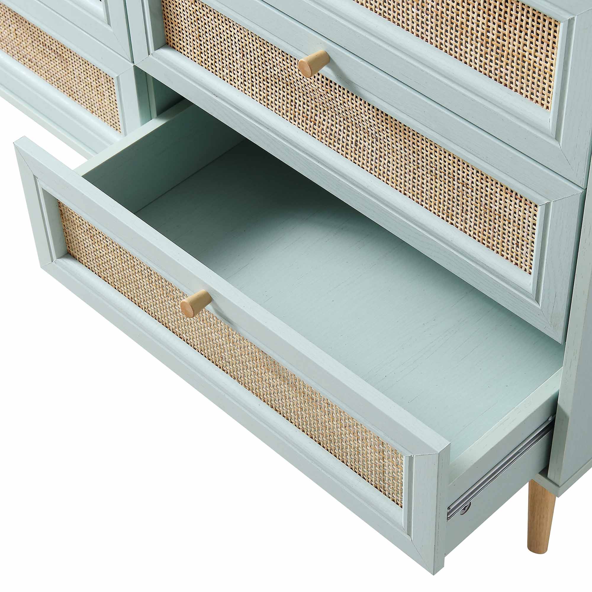 Frances Woven Rattan Chest of 6 Drawers, Mint - Image 9