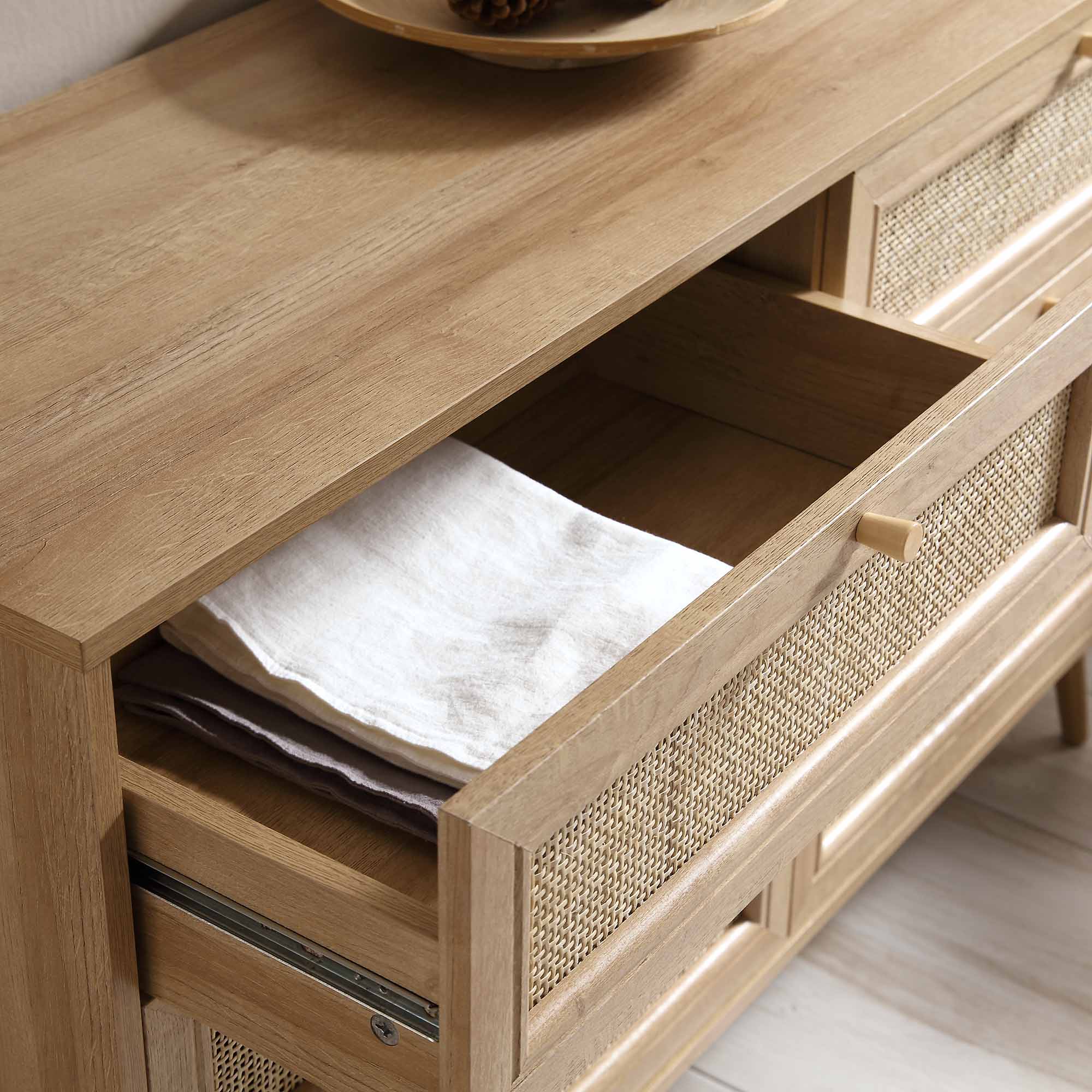 Frances Woven Rattan Chest of 6 Drawers, Natural - Image 11
