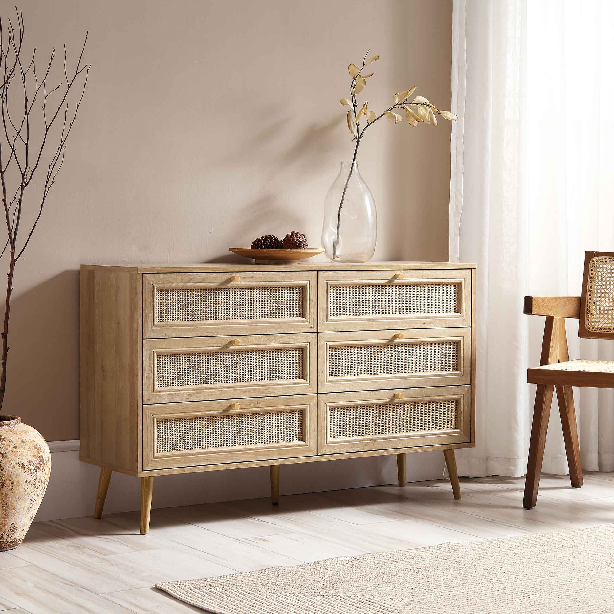 Frances Woven Rattan Chest of 6 Drawers, Natural - Image 2