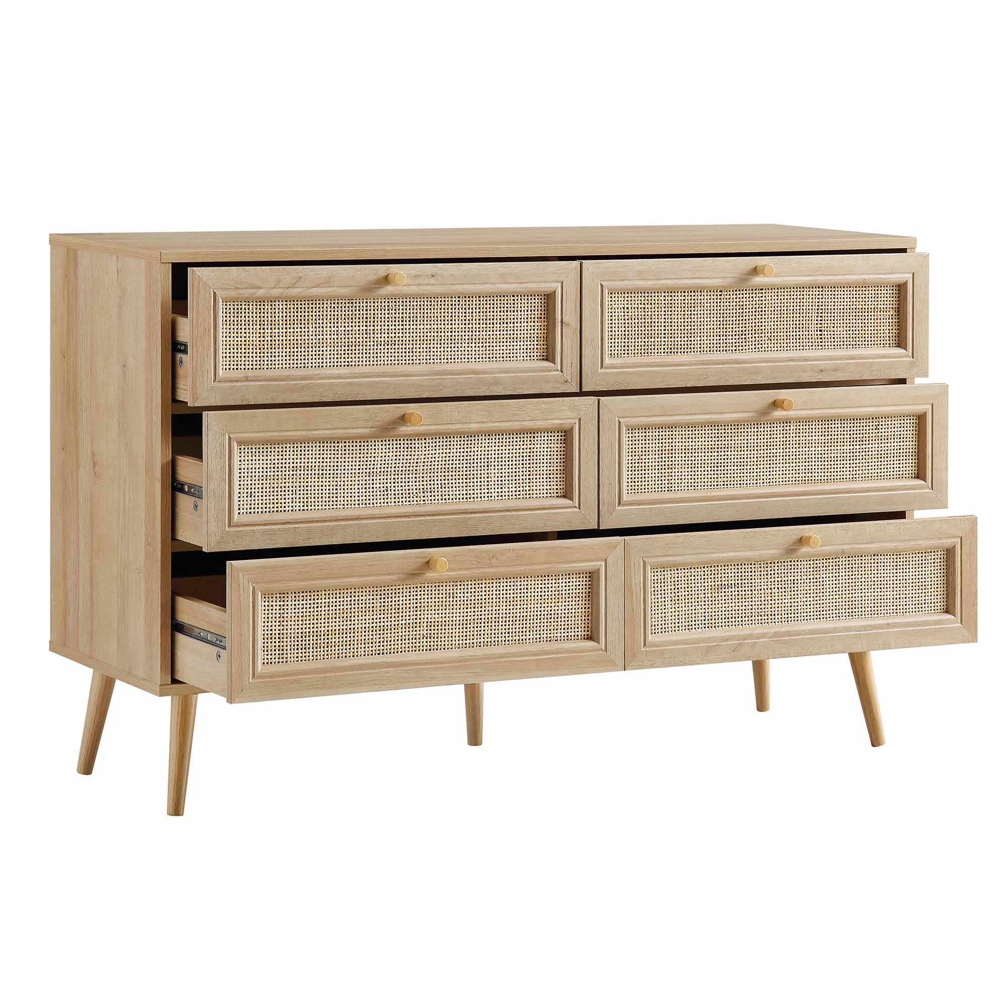 Frances Woven Rattan Chest of 6 Drawers, Natural - Image 6