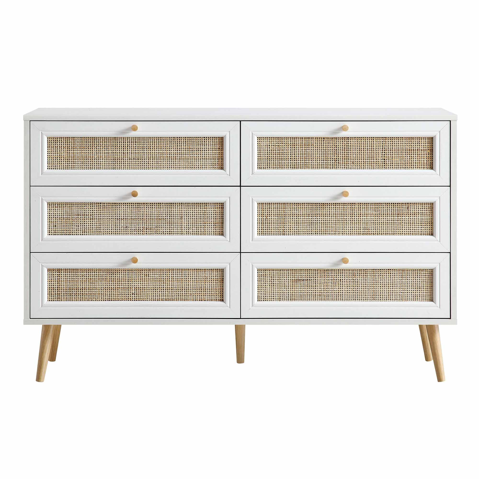 Frances Woven Rattan Chest of 6 Drawers, White - Image 3