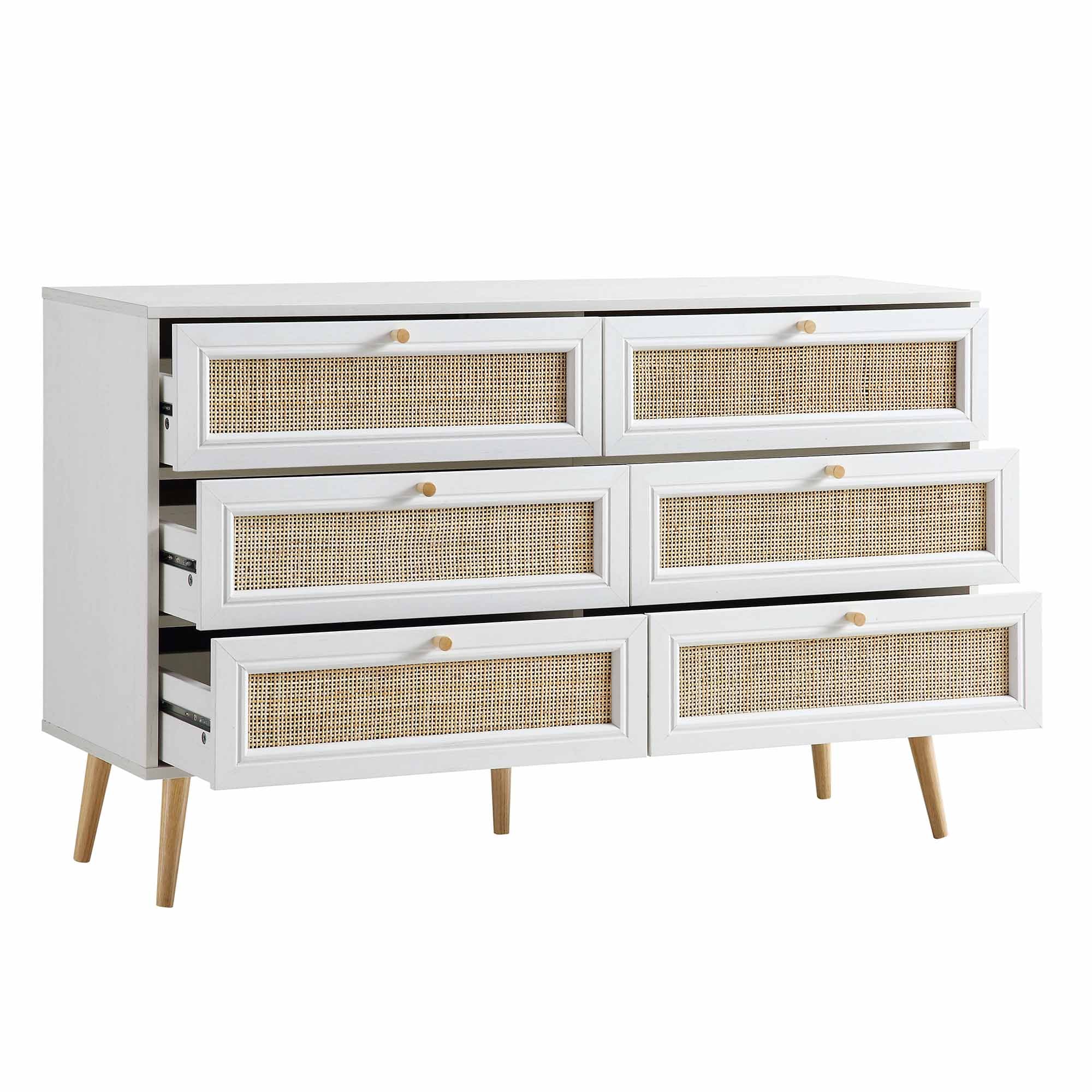 Frances Woven Rattan Chest of 6 Drawers, White - Image 6