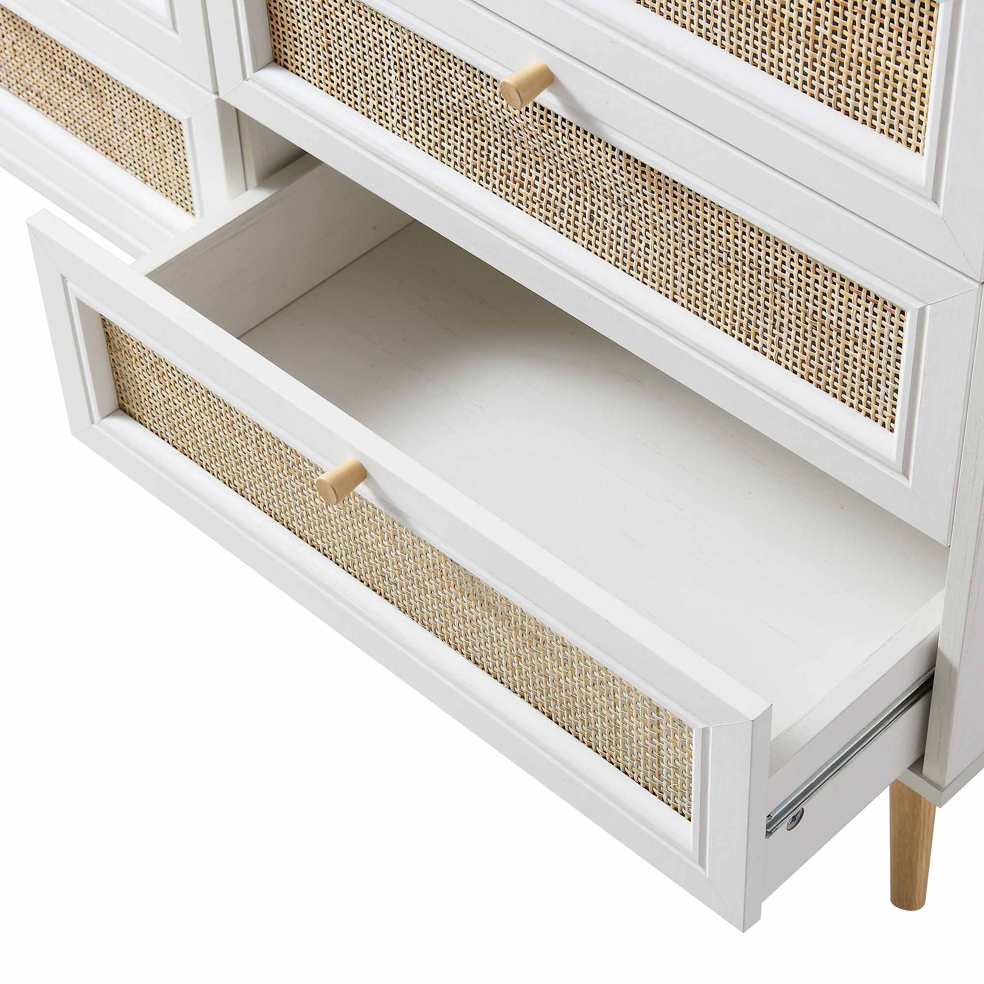 Frances Woven Rattan Chest of 6 Drawers, White - Image 9