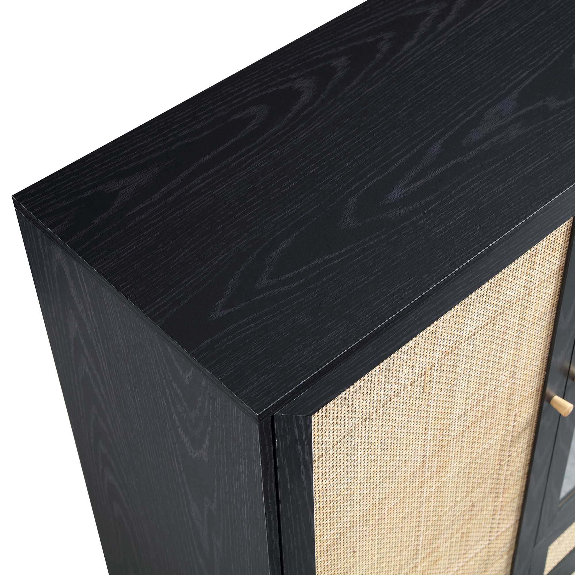 Frances Woven Rattan Display Cabinet, Black - Image 10