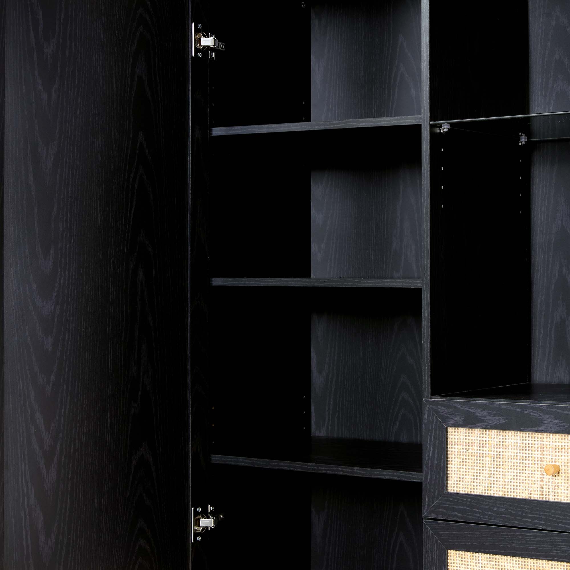 Frances Woven Rattan Display Cabinet, Black - Image 11