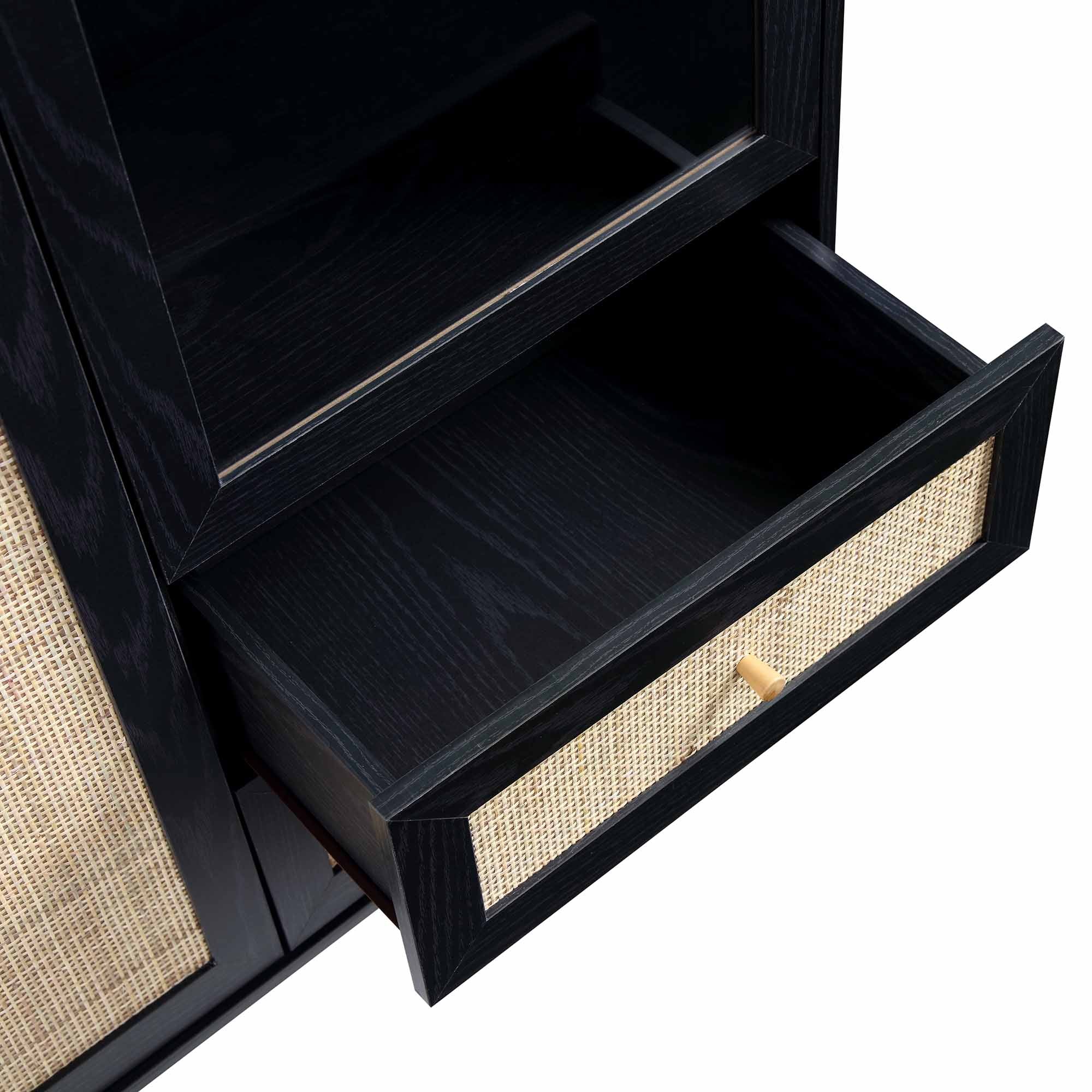 Frances Woven Rattan Display Cabinet, Black - Image 12