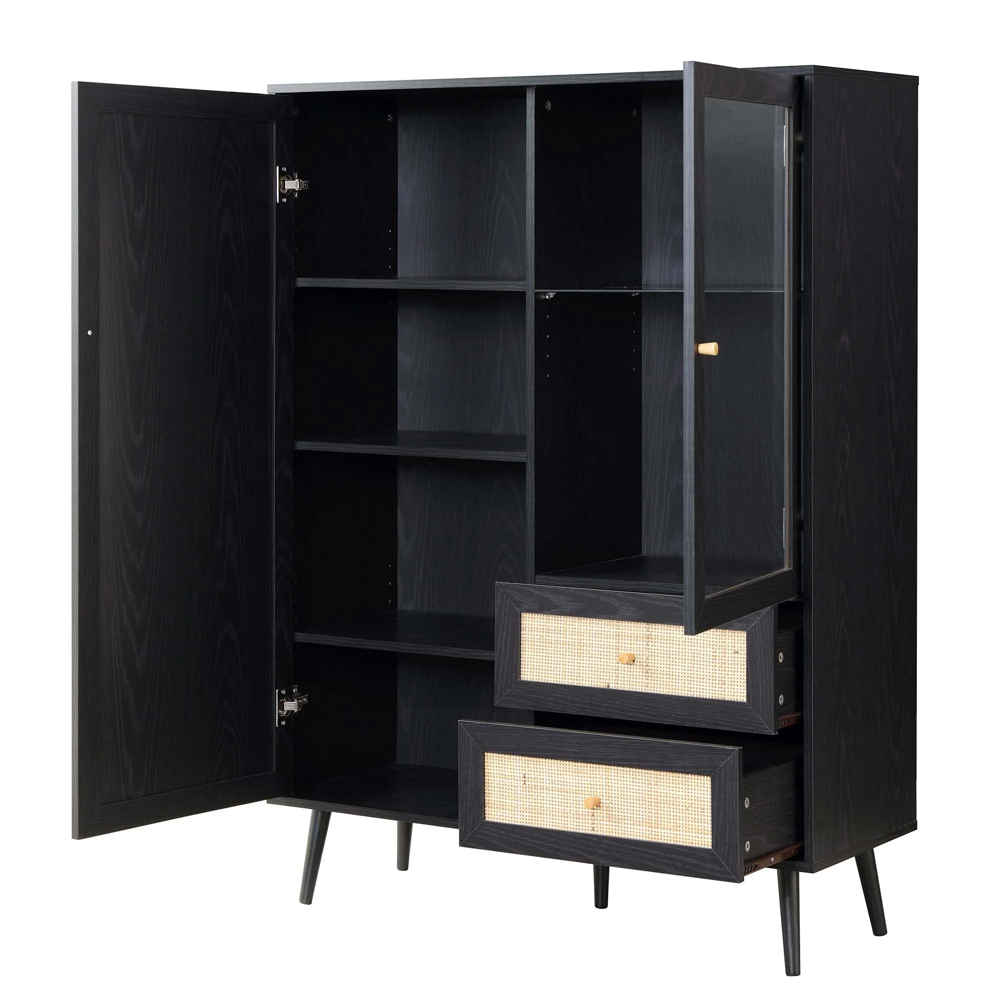 Frances Woven Rattan Display Cabinet, Black - Image 6
