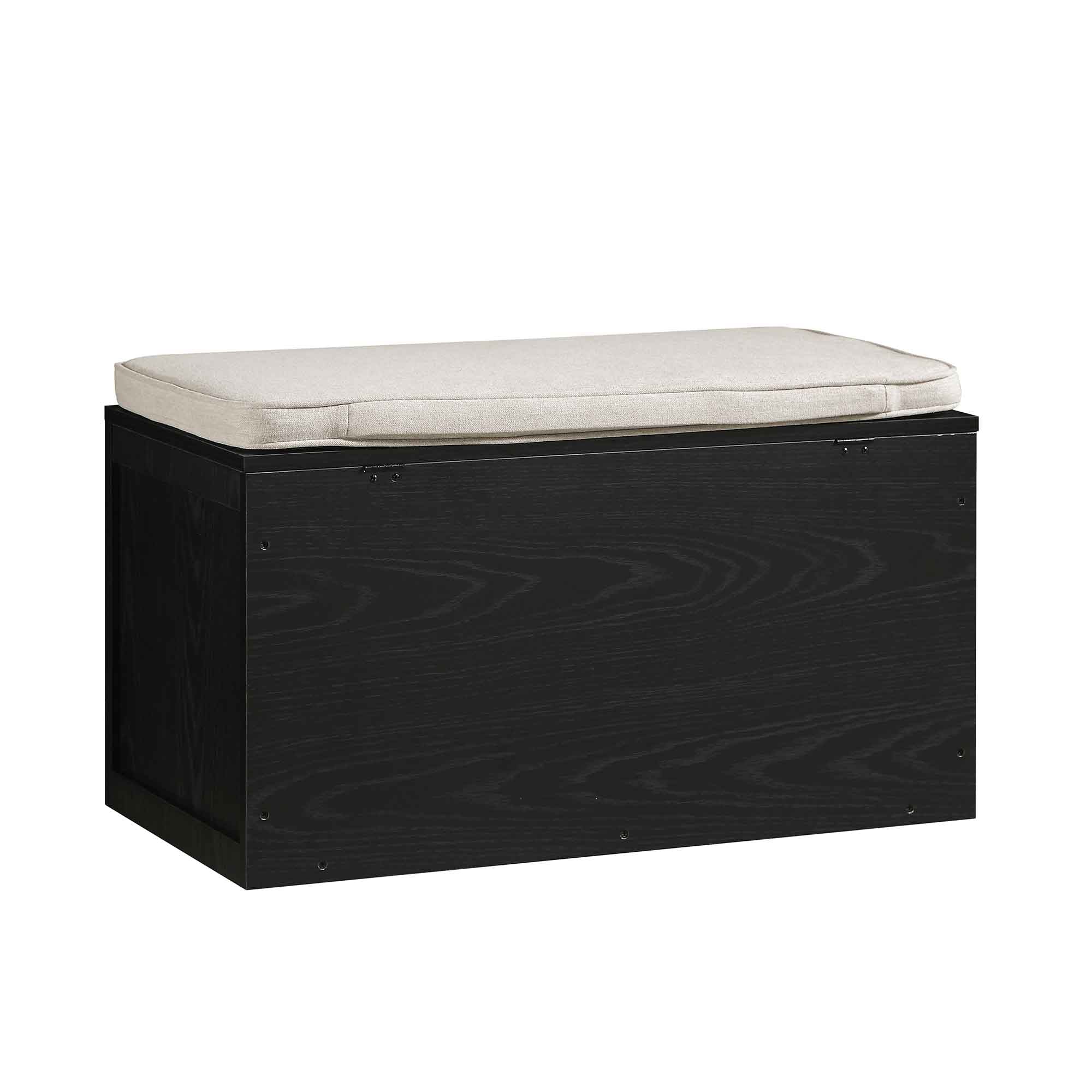 Frances Woven Rattan Double Storage Stool with Cushion, Black - Image 10