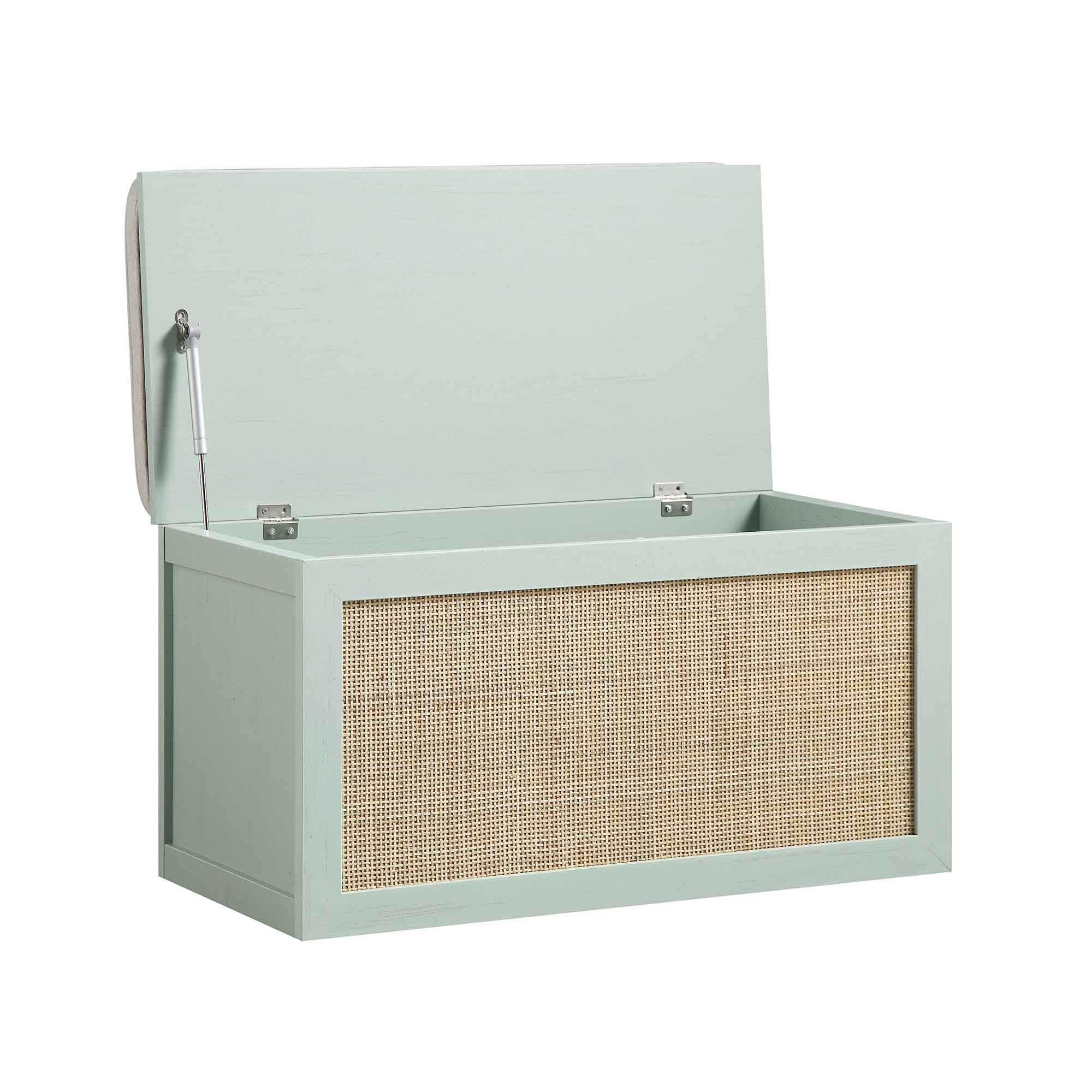 Frances Woven Rattan Double Storage Stool with Cushion, Mint - Image 8