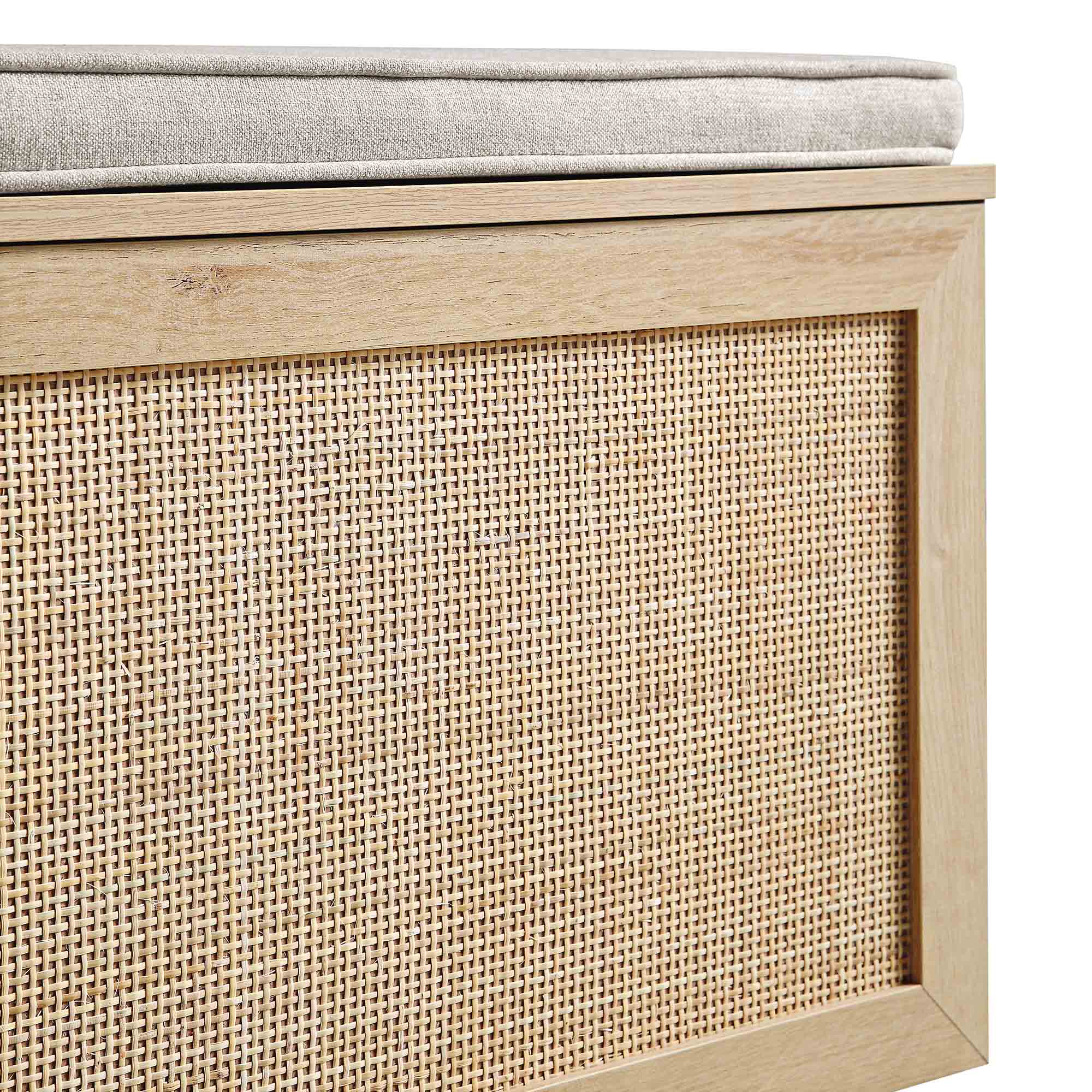Frances Woven Rattan Double Storage Stool with Cushion, Natural - Image 11