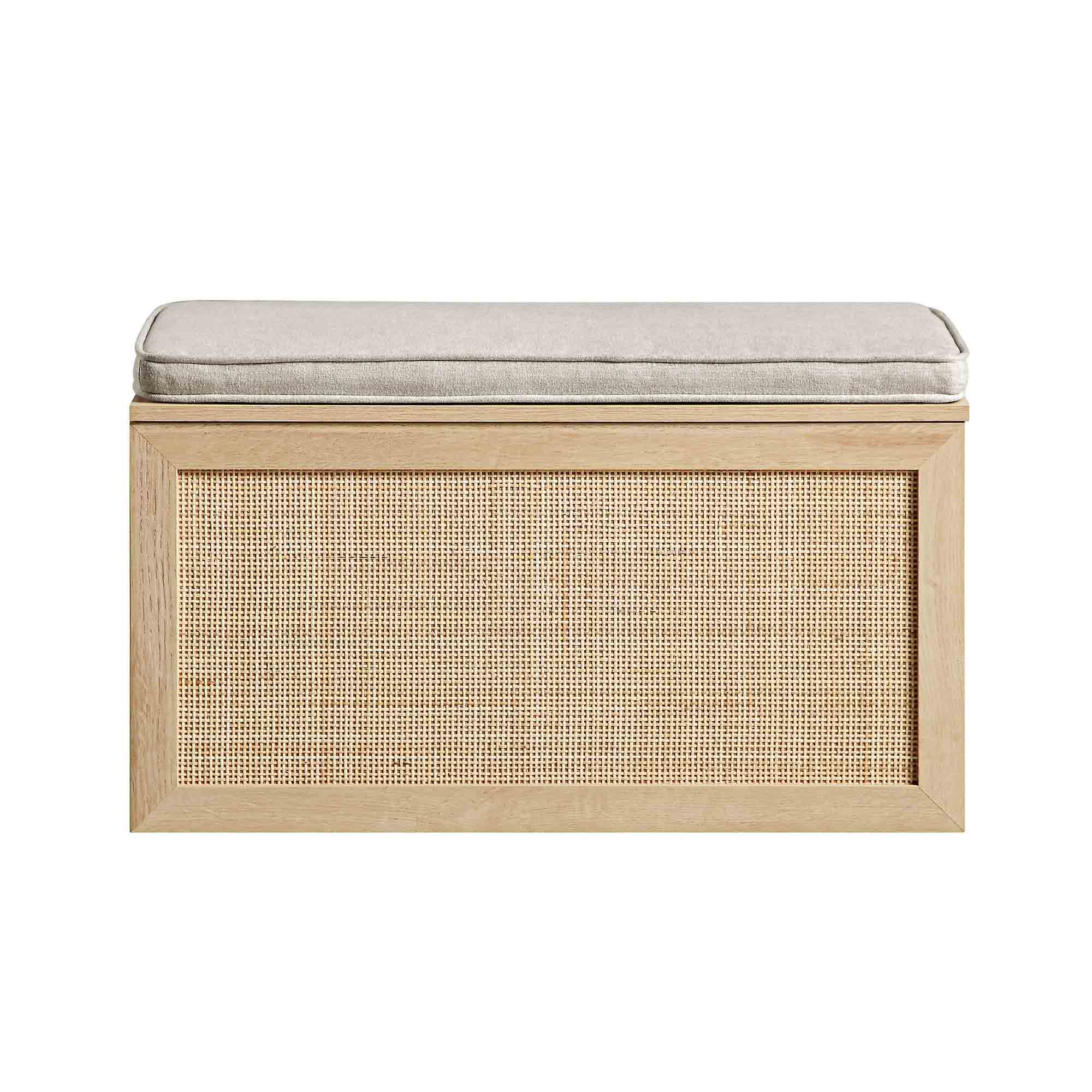 Frances Woven Rattan Double Storage Stool with Cushion, Natural - Image 4